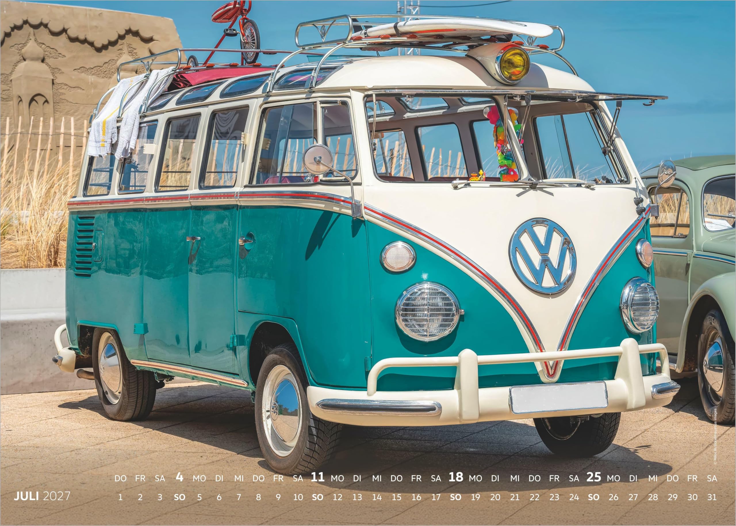 VW Bullikalender 2027: Wandkalender 70x50 cm original VW Bulli Fotografien und deutschem Kalendarium