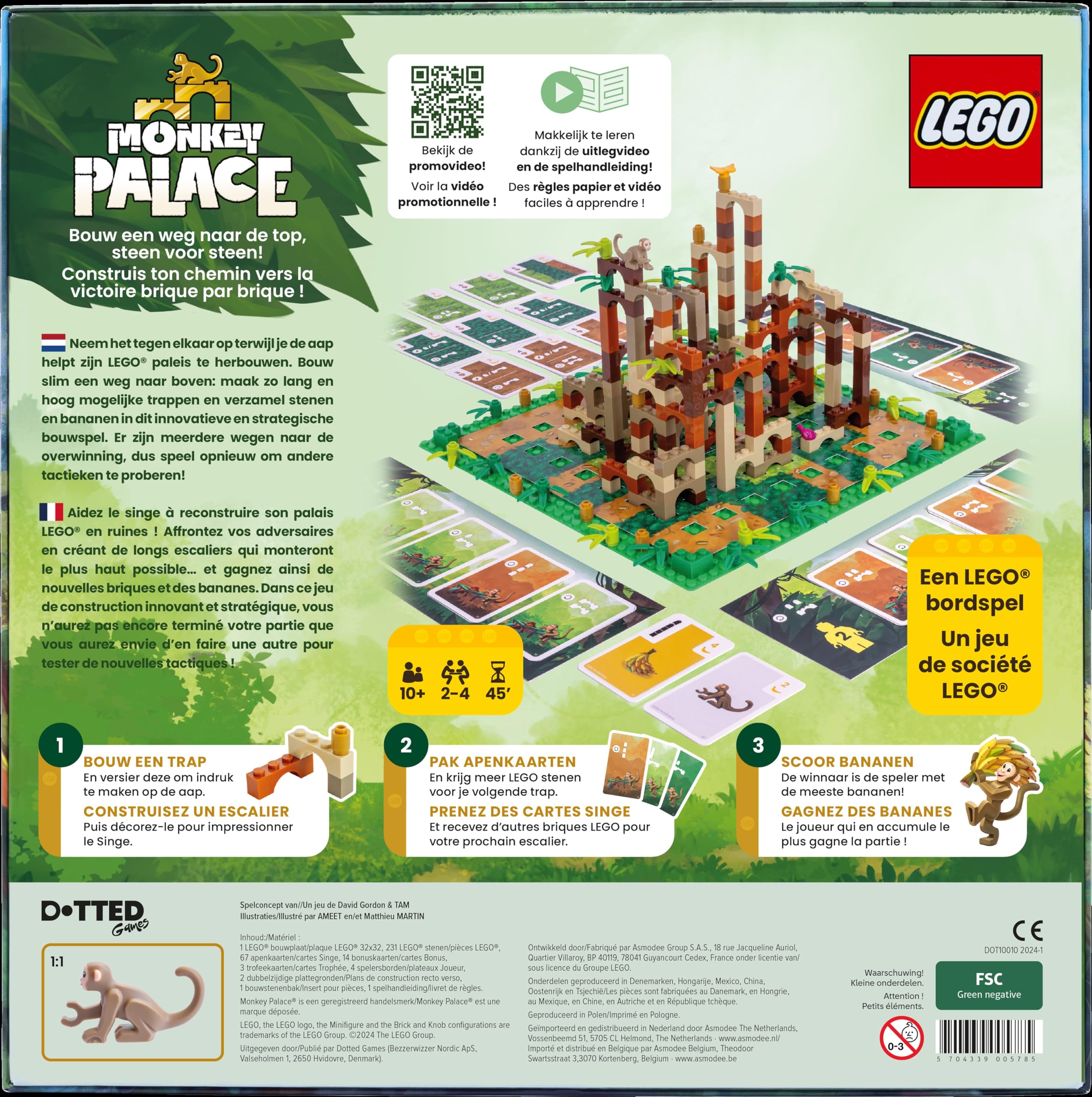 Asmodee | LEGO Monkey Palace | ES/NL | Dotted Games | DESDE 10 AÑOS | 2-4 JUGADORES | 30-60 MINUTOS | JUEGO DE ESTRATEGIA E