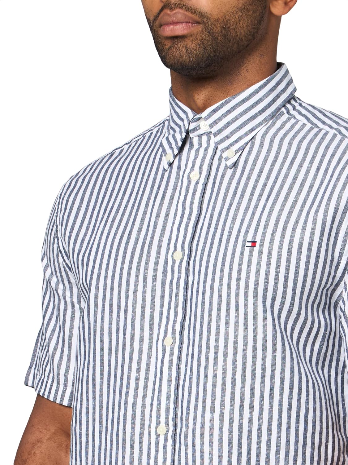 Tommy Hilfiger Mens Short Sleeve Casual Linen Button Down Shirts in Regular Fit