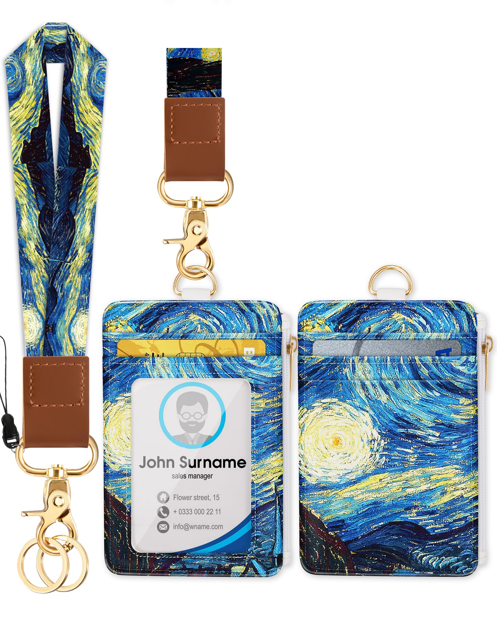 PlifalLanyards for Keys Wristlet Keychain Wrist Lanyard Wallet for Women The Starry Night Wristlet Strap for Car Keys Short Small Wrist Key Holder Key Chain Strap