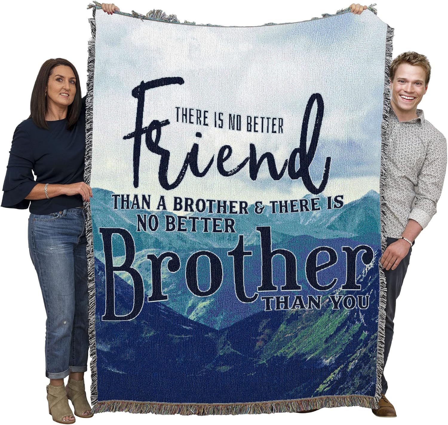 Pure Country Weavers Brother - Better Friend Blanket Blue Mountains - Gift Tapestry Throw Woven from Cotton - Made in The USA (72x54)