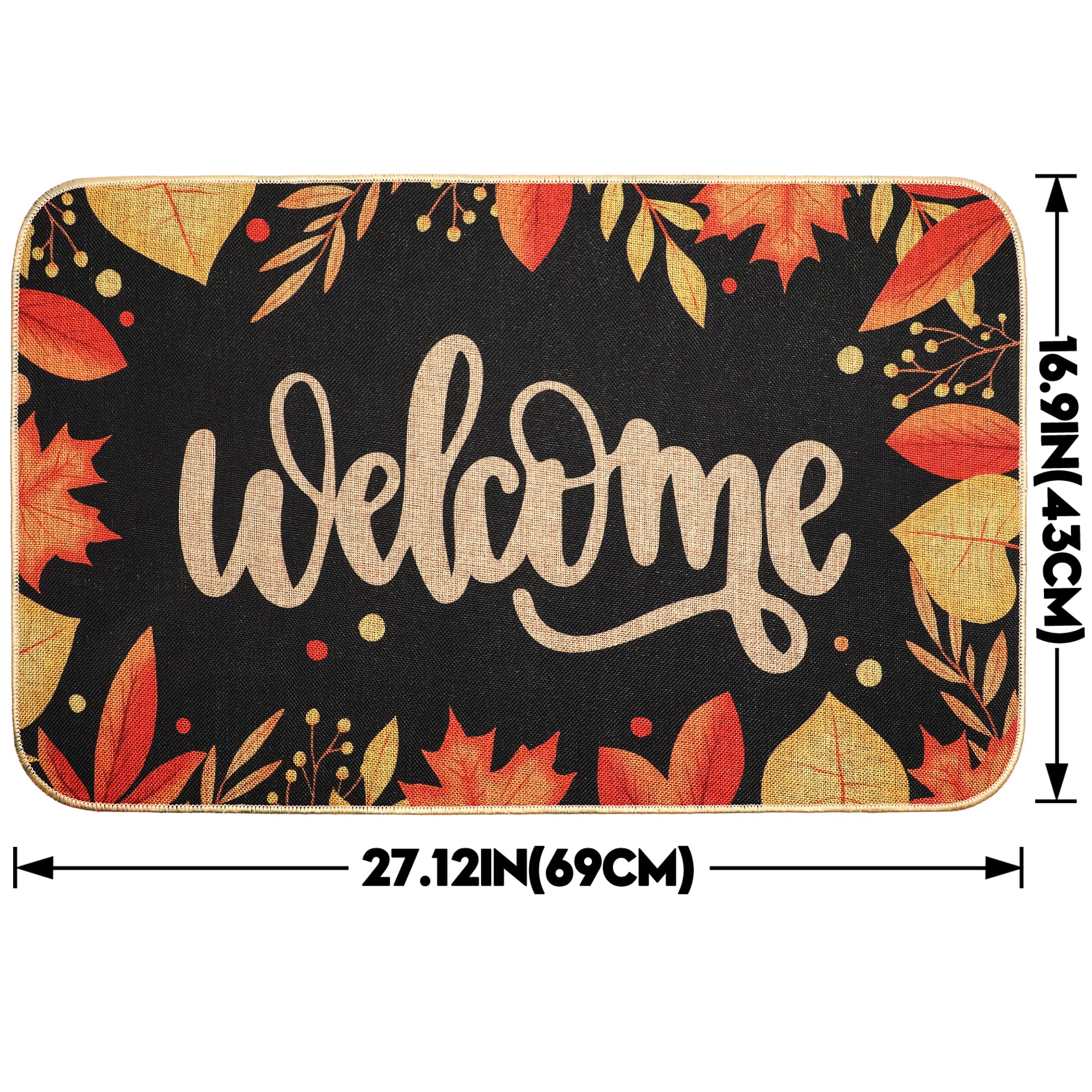 Erweicet Fall Welcome Mat - Maple Leaves Thanksgiving Front Door Non Slip Mat for Indoor Outdoor Use