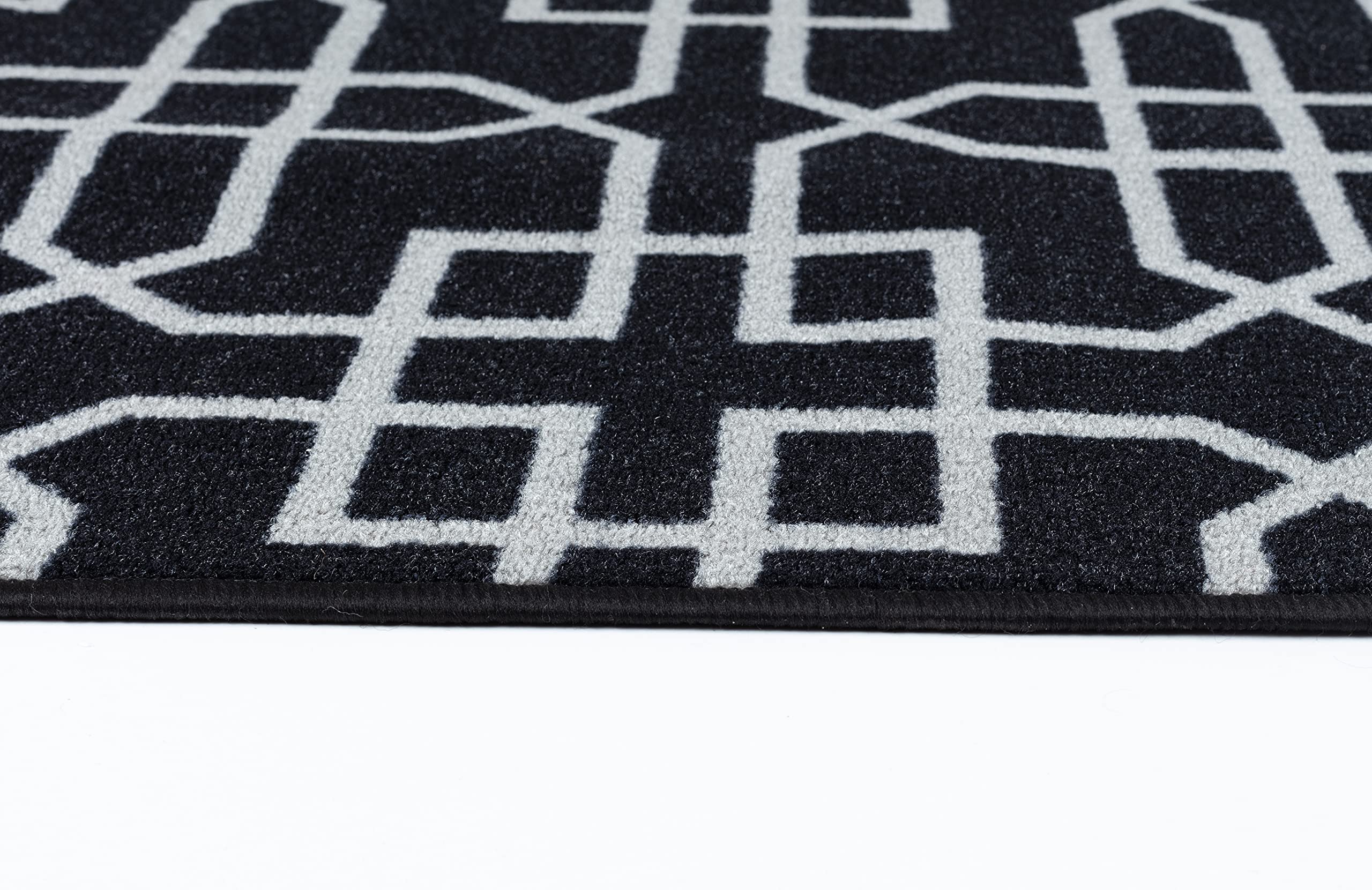 Serdim Rugs Tapis antidérapant pour Cuisine et Couloir Motif Treillis Siam Noir 80 x 300 cm