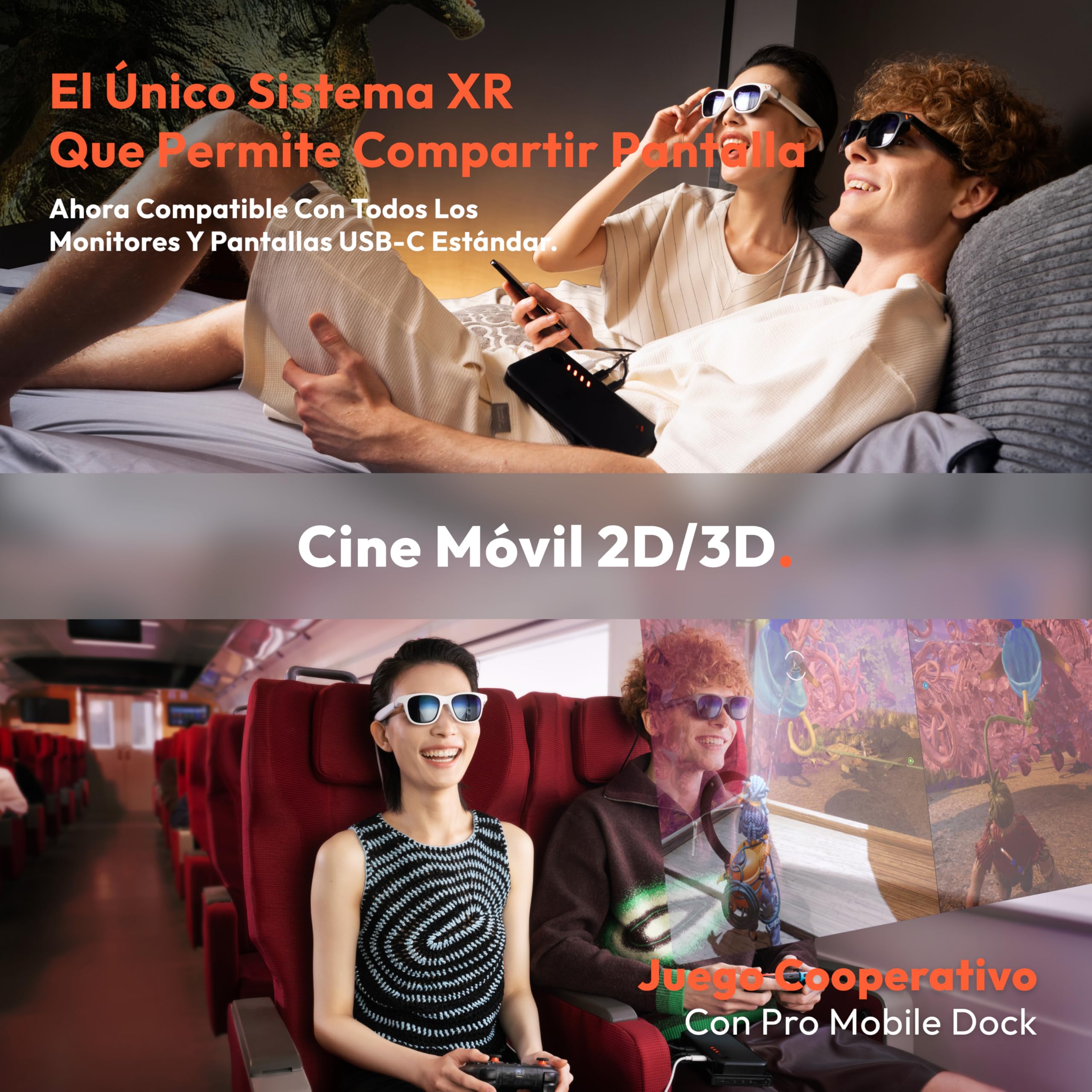 VITURE Pro XR/AR Gafas, pantalla de 135” 120 Hz 1000 nits,audio Harman,película electrocrómica,compatibles con iPhone 17/16/15,Android,Mac,PC&Steam Deck. Primera experiencia XR inmersiva para Switch 2
