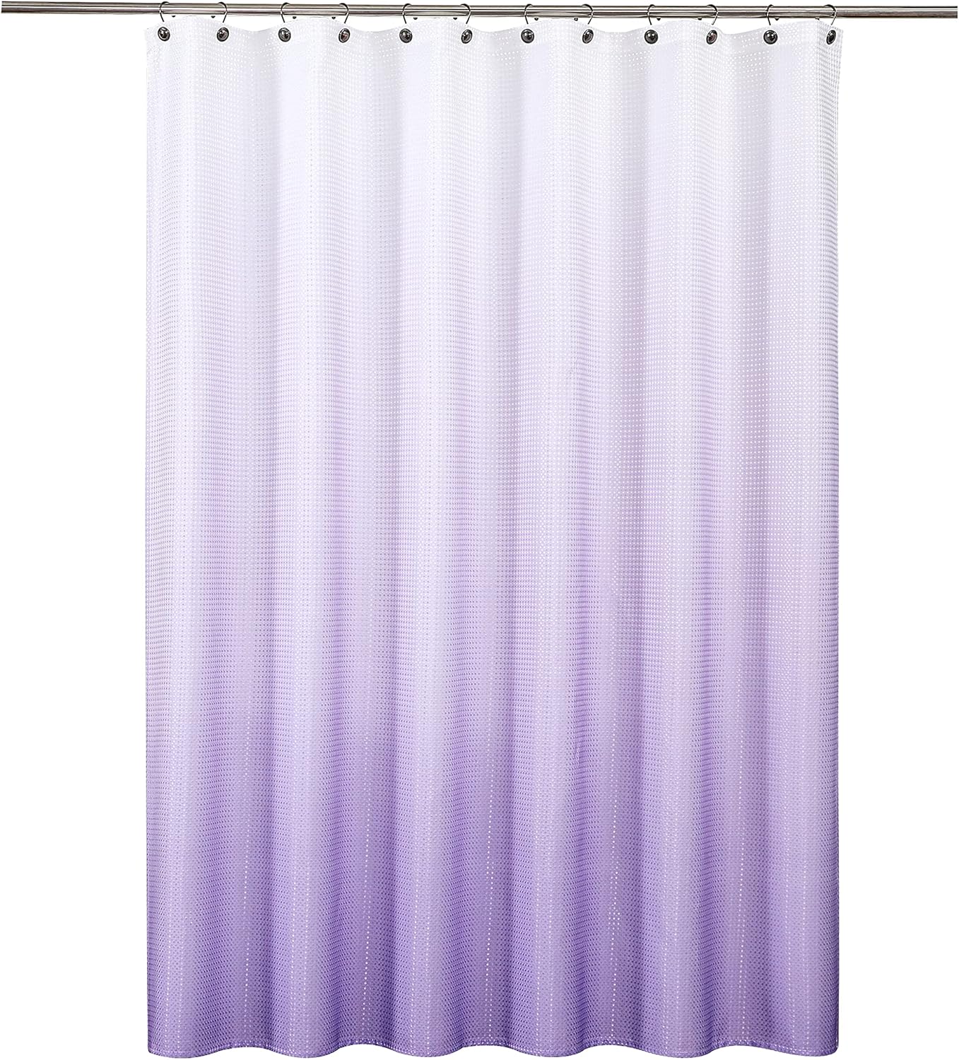 WEST LAKE Ombre Shower Curtain Lavendar Waffle Weave Microfiber Decorative No Hook Fabric Shower Curtain with Grommet Waterproof Machine Washable,Gradient White to Purple 70" Wx72 L