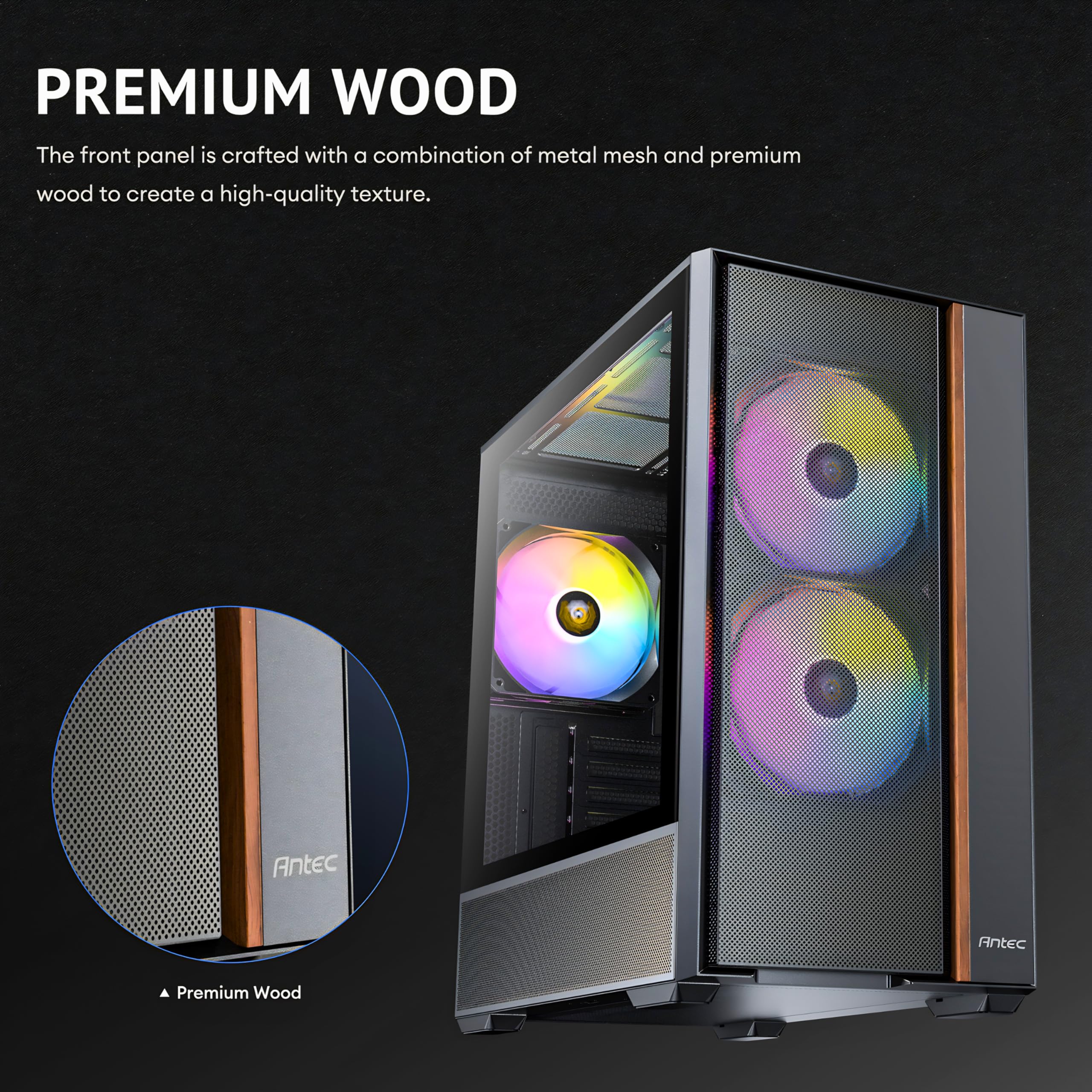 ANTEC Flux Rear ATX/Micro-ATX/ITX Boîtier Midi Tower PC, Noir