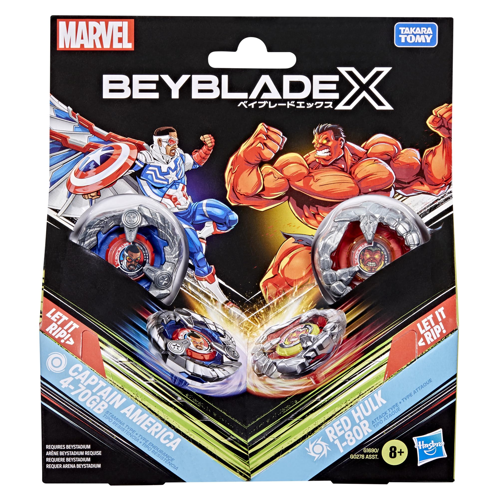 Beyblade X and Marvel Collab, Captain America 4-70GB vs. Red