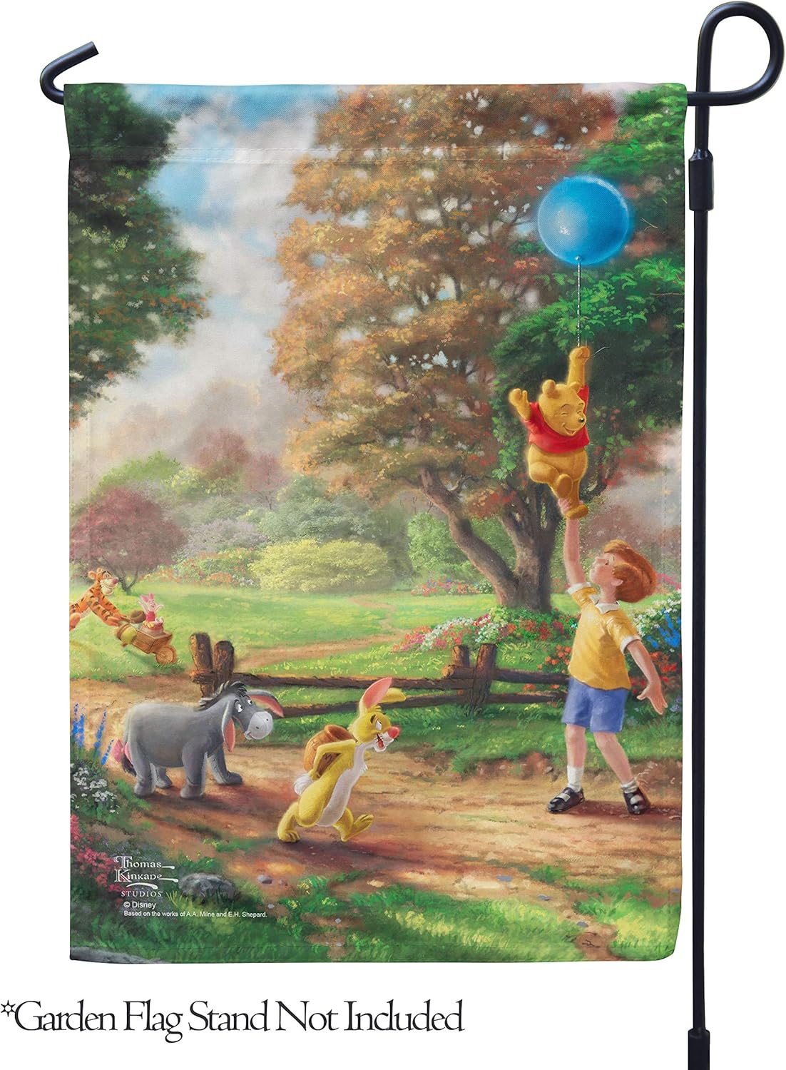 Flagology, Thomas Kinkade Disney Winnie the Pooh II – Garden Flag 12" x 18", Outdoor Flag, Exclusive Fabric, Licensed Thomas Kinkade