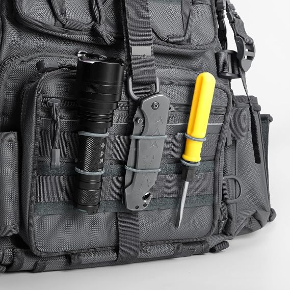 FRTKK Pack of 10 Tactical Gear Holder Clip Molle Web Dominator Elastic Strings Buckle for Tactical Backpacks Molle Bags