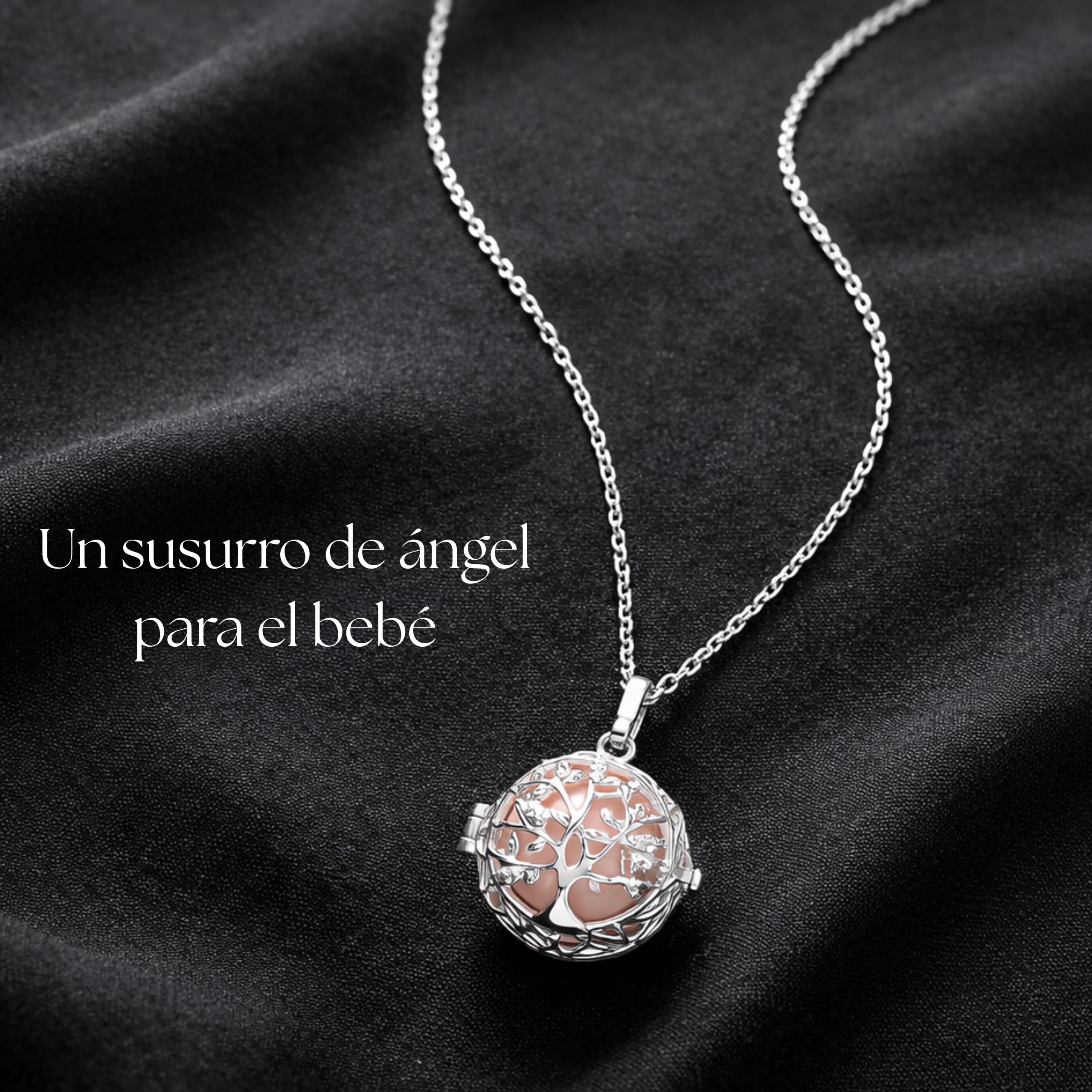 MOMENTUM Llamador de Angeles Embarazada - Dulce sonido - Presentación Premium - Collar meditación Arbol de la Vida - Regalo Original