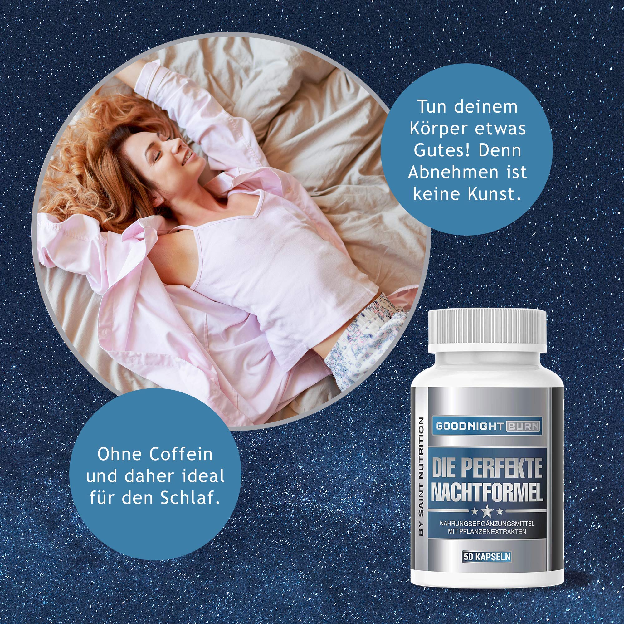 Saint Nutrition® GOODNIGHT F-BURN Kapseln Vegan - 1 Kapsel für die Nacht mit Garcinia Cambogia - für Männer & Frauen, schnell + hochdosiert