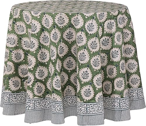 ATOSII Kari - Mantel redondo de verano 100% algodón, estampado floral, para comedor, fiestas, bodas, exteriores, decoración de mesa para el hogar,