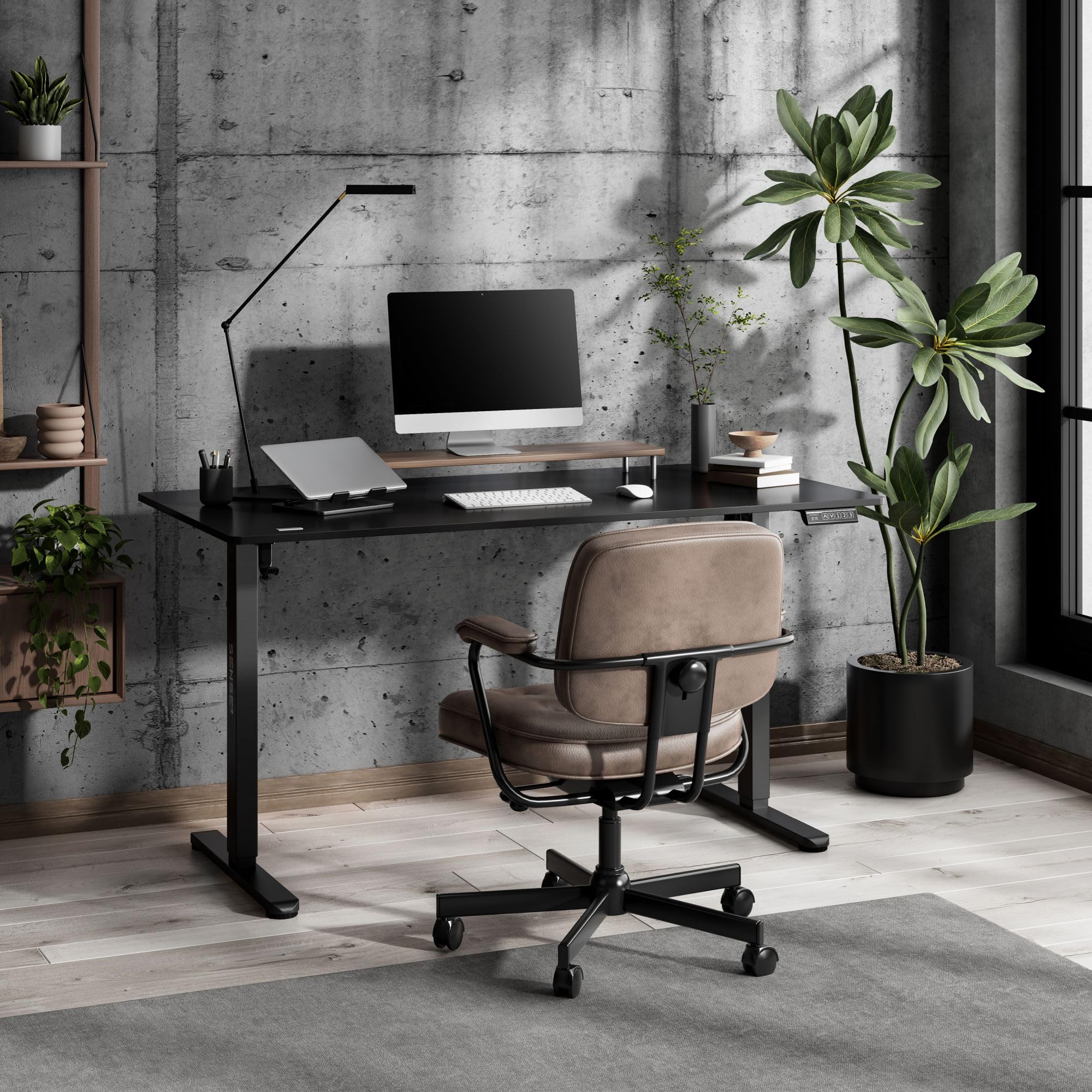SENSE7 Nojo Light Scrivania Elettrica Nera 140x70cm, Portata 70kg – Grande Scrivania Ergonomica con Memoria e Motore Silenzioso – Ideale per Gaming e Ufficio