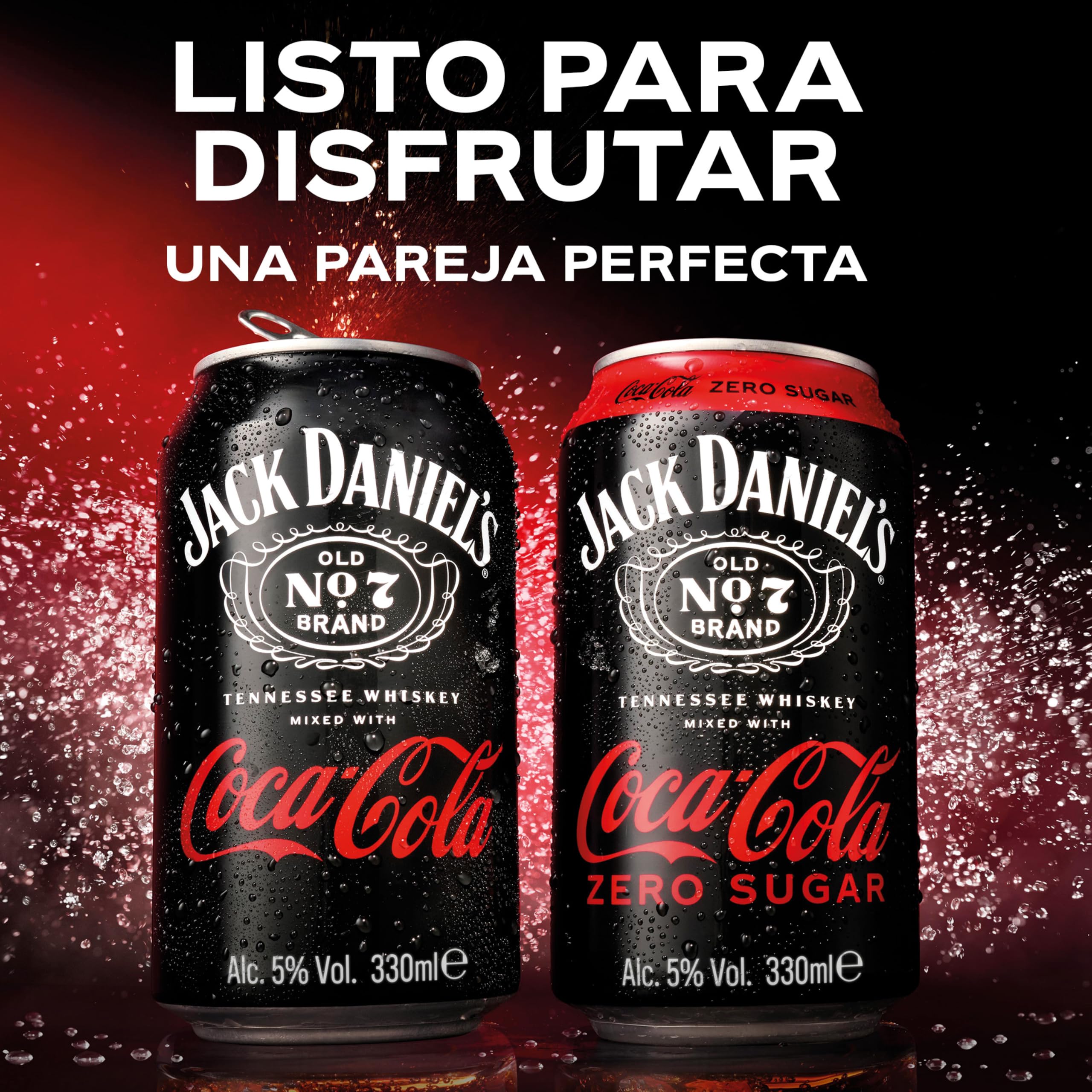 Coca-Cola y Jack Daniel's, Bebida Preparada con 5% de Alcohol- Pack de 12 Latas de 250 ml + Jack Daniel’s & Coca-Cola Zero Azúcar, Combinado con Whiskey, Pack 12 latas de 330 ml