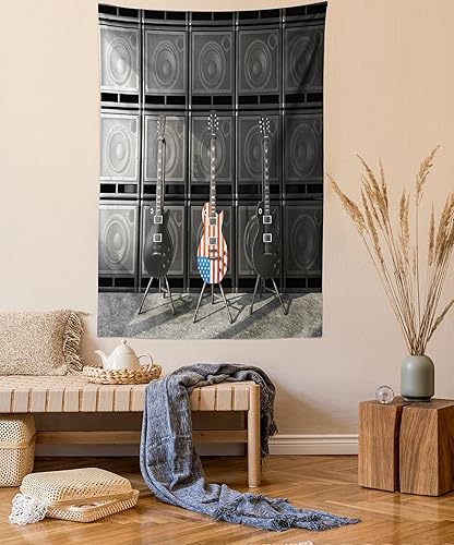 Miniatura 37 de Ambesonne Tapiz de fantasía, paisaje de fantasía con reloj, rayos de cielo de ensueño desde el techo, arte ficticio, colgante de pared ancho para