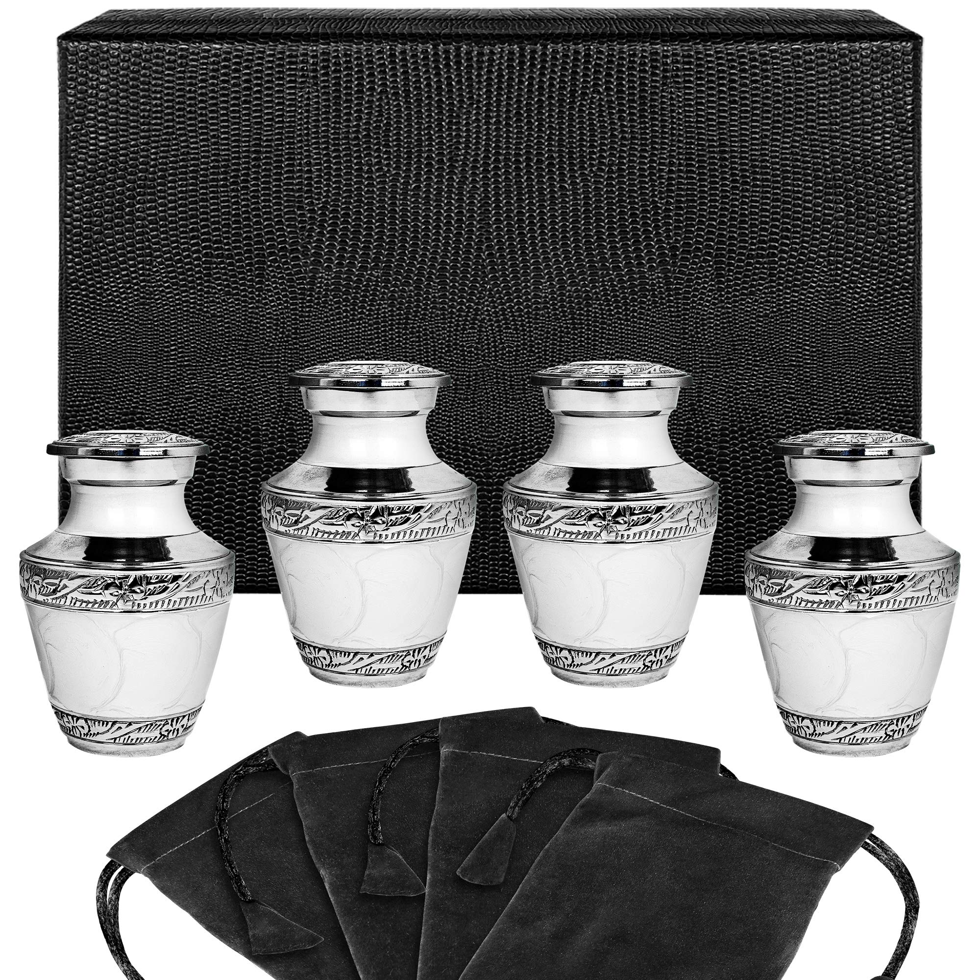 Trupoint Memorials Cremation Urns for Human Ashes - Decorative Urns, Urns for Human Ashes Female & Male, Urns for Ashes Adult Female, Funeral Urns - White, 4 Small Keepsakes