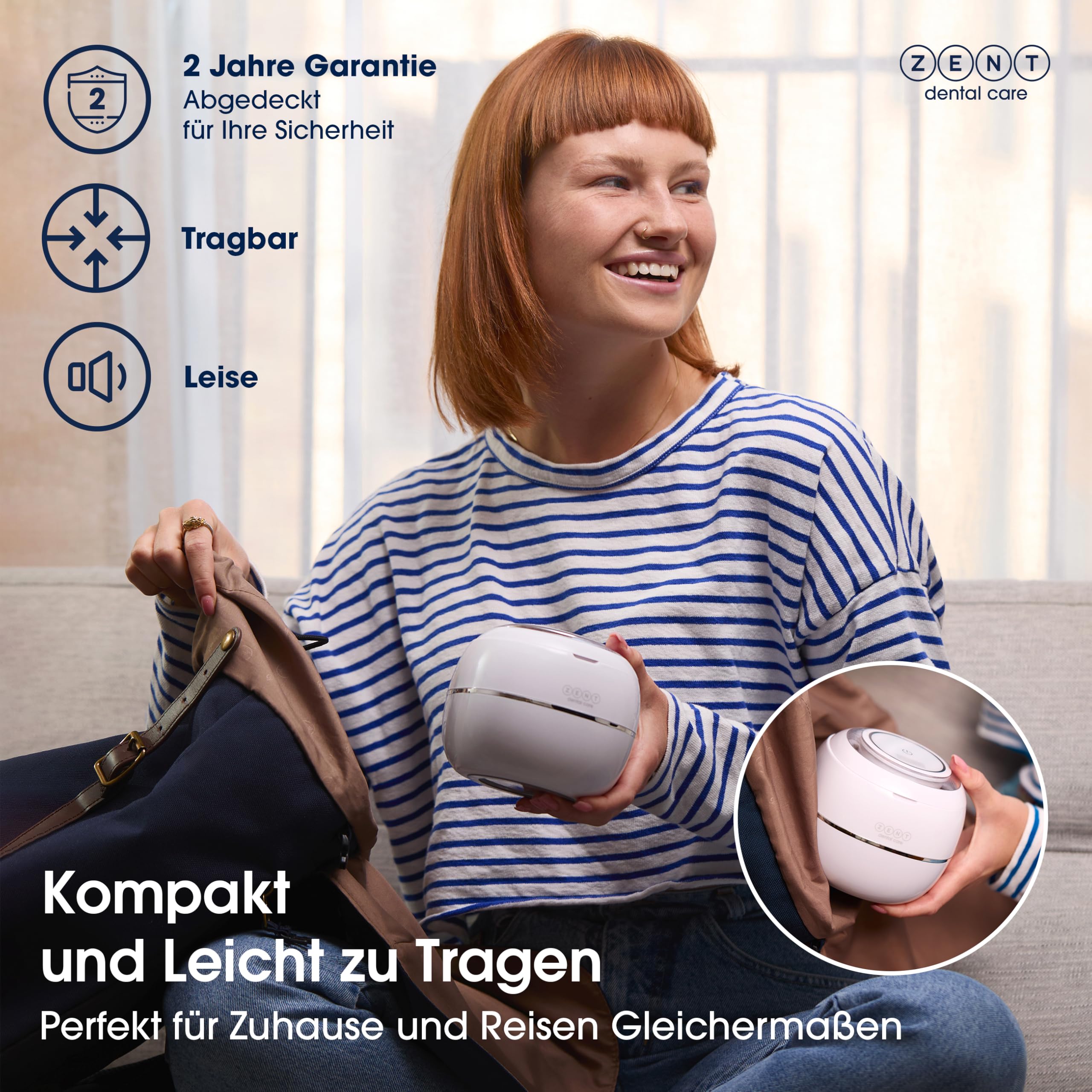 ZENT Ultrasonic Cleaner Ultraschallreinigungsgerät für Zahnschiene Zahnprothesen Schmuck | Ultraschallreiniger 42 kHz, Schnelle Reinigung in 5 Minuten, Ultraschallbad, mit UV-Desinfektion, 0.2l