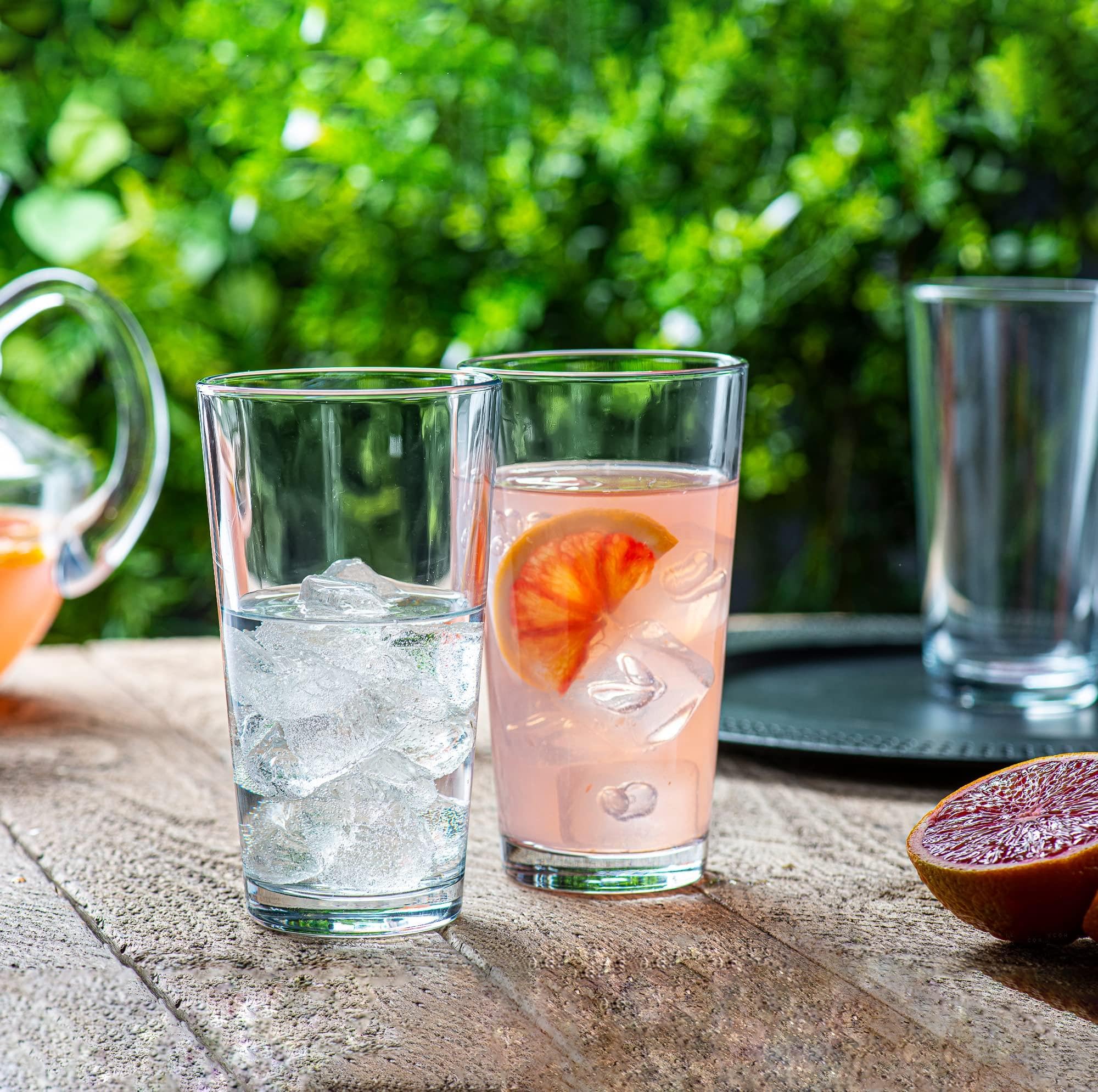 Le'raze 10pc Stackable Drinking Glasses, 16oz Clear Glass Cup Glassware Set