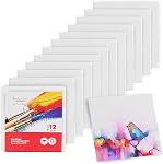 Artlicious Canvas Panels 12 Pack - 4"X4" Super Value Pack- Artist Canvas Boards for Painting