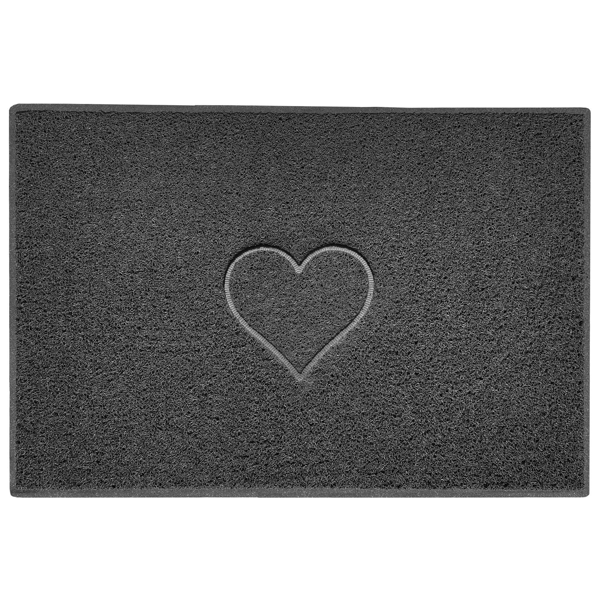 Nicoman Heart Embossed Shape Door Mat Dirt-Trapper Washable Barrier Doormat-Dark Grey (Watertight Rubber-Back)-X Large (120x80cm)
