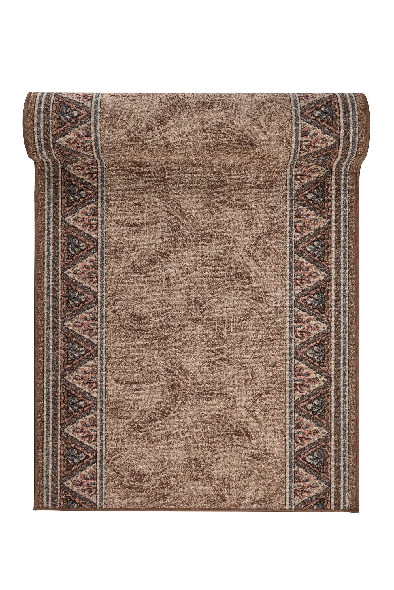 TAPISO Anti Rutsch Teppich Läufer rutschfest Brücke Meterware Oriental Floral Design Meliert Braun Beige Flur Küche Wohnzimmer 67 x 300 cm