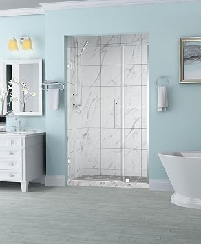 SDR965EZ-CH-5432-10 Belmore Frameless Hinged Alcove Shower Door with StarCast Clear Glass, 53.25" to 54.25" x 72", Polished Chrome