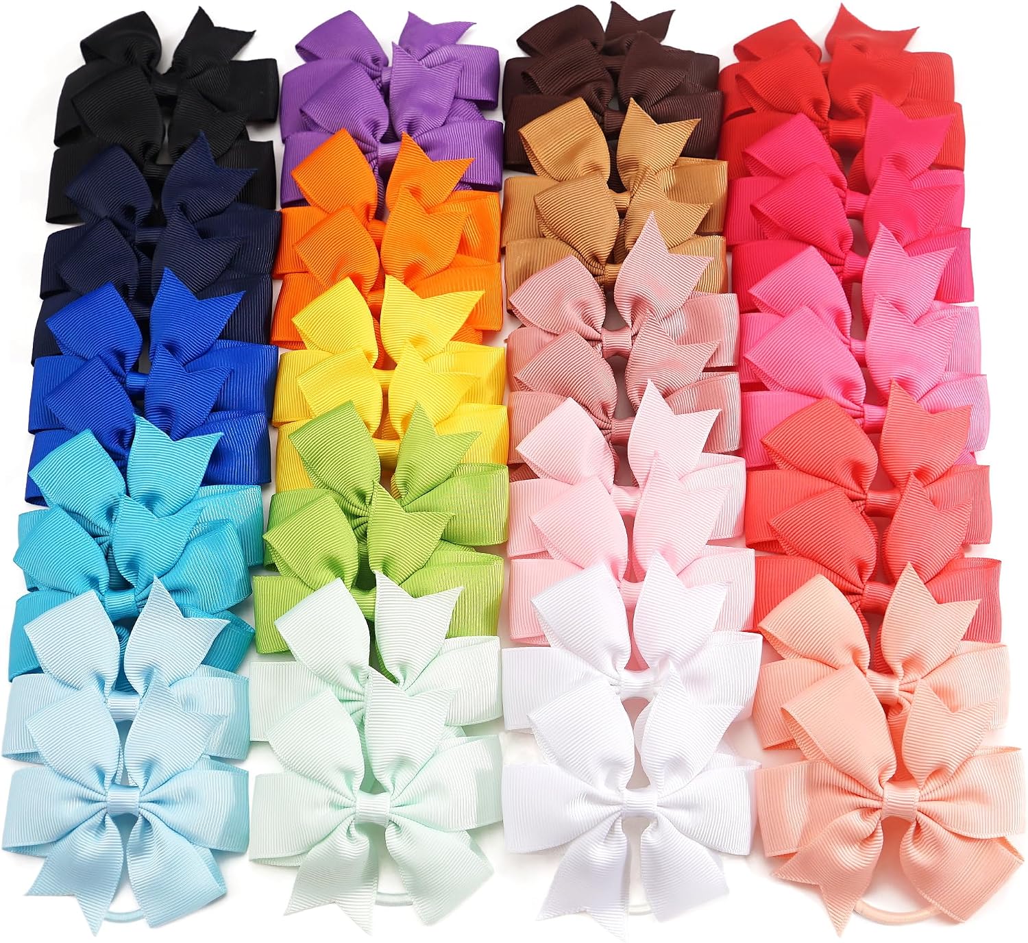 CellElection 40Pcs Baby Girls 3.5'' Boutique Grosgrain Ribbon Hair Bows Elastic Hair Ties Ponytail Holder Hair Bands in Pairs for Girls Toddlers Kids Children Teens