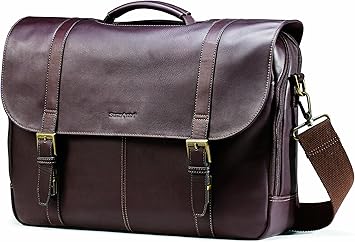 Samsonite Colombian Leather Flap-Over Messenger Bag, Brown, One Size