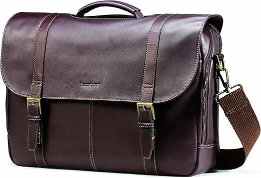 Samsonite Colombian Leather Flap-Over Messenger Bag, Brown, One Size