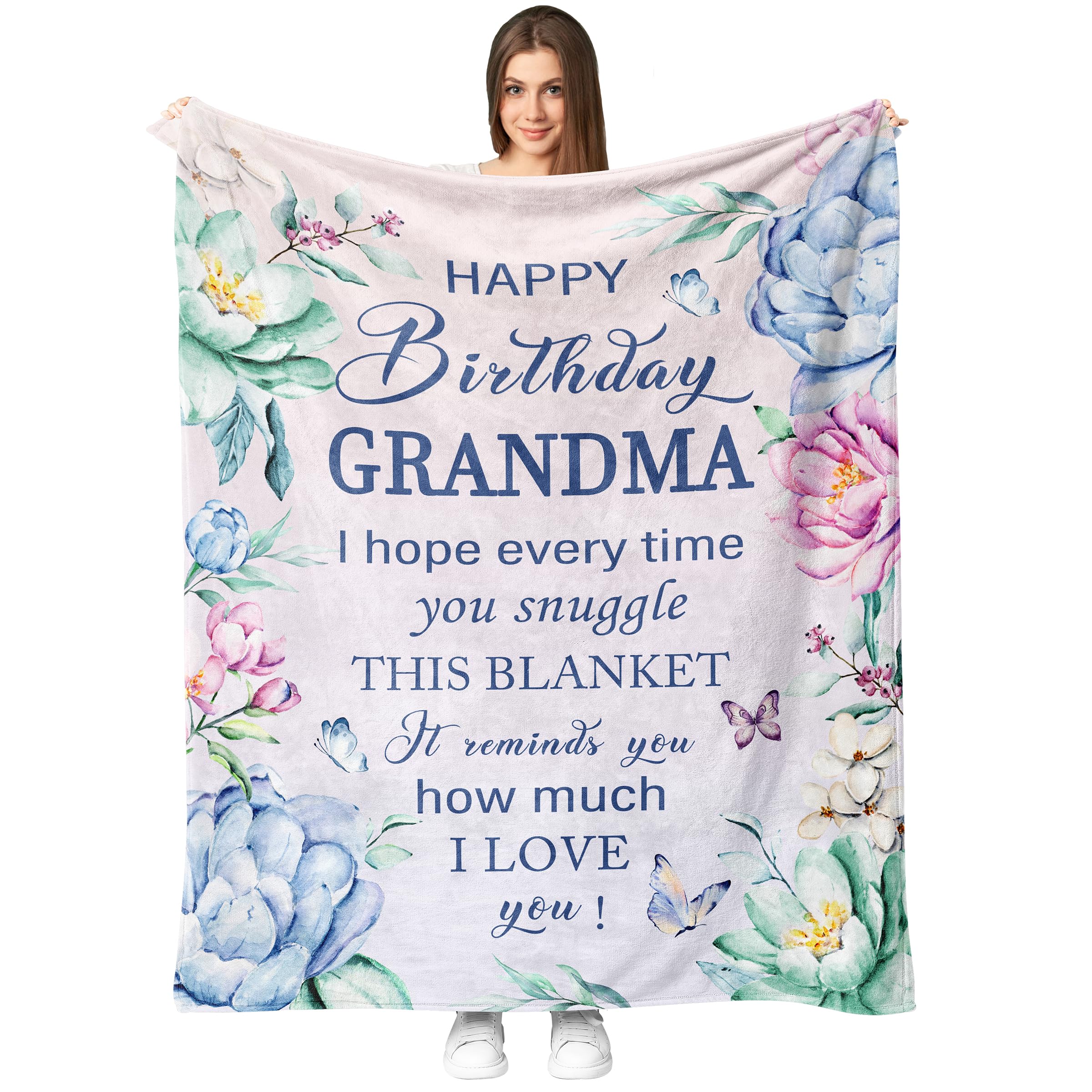 Fouca Grandma Birthday Throw Blanket 60"X50", Unique Birthday Gift for Grandma