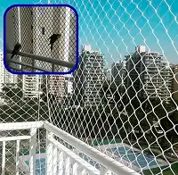 Kit Completo Rede Tela De Proteção Para Apartamentos, Sacadas, Janelas, Gatos e Crianças (Branca, 1m X 2m)