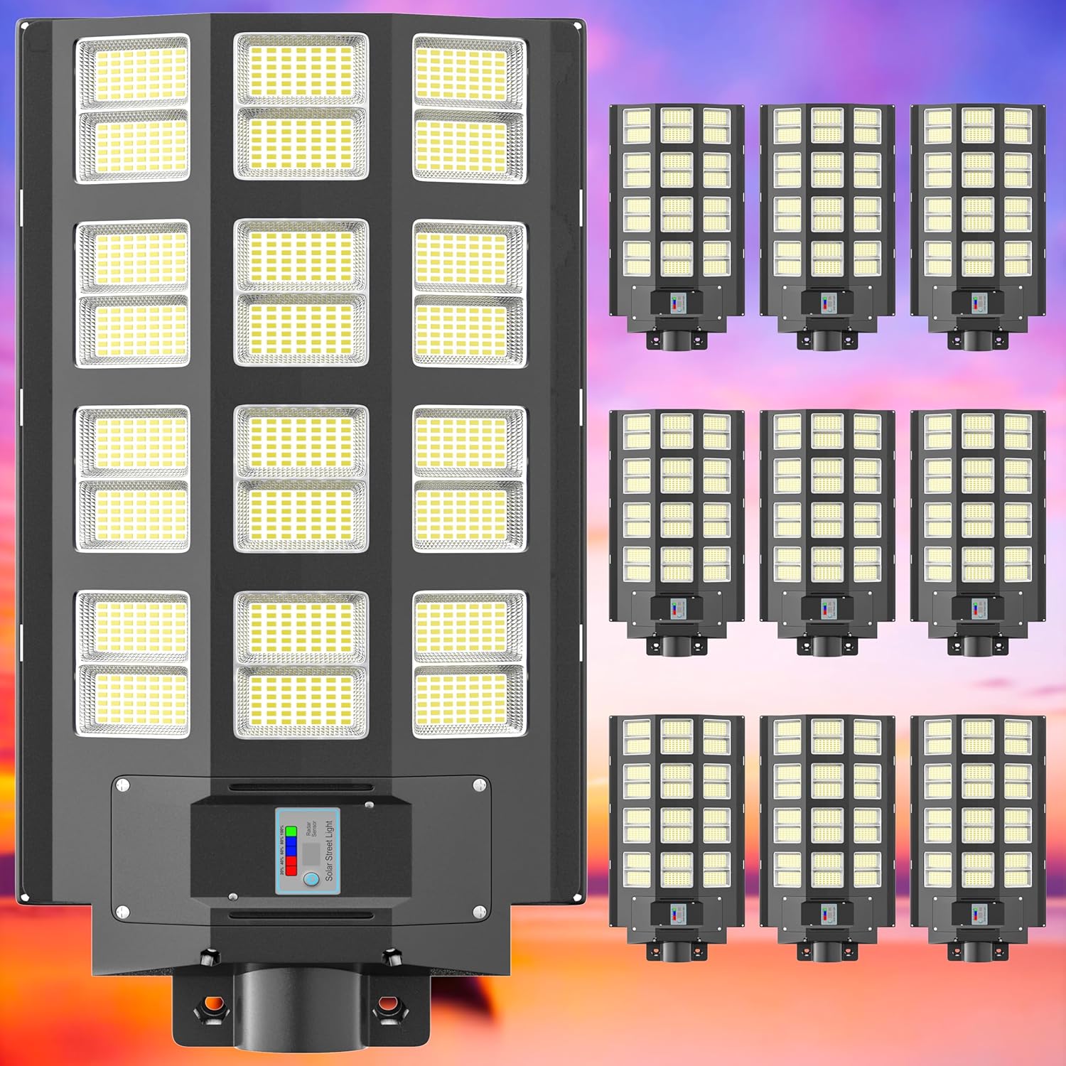 3-Pack Solar Street Light - 8200W Outdoor Parking Lot Lights, 240000 Lumens, Dusk to Dawn Motion Sensor, IP67 Waterproof, Solar Street Light Outdoor,Commercial Grade 3-Pack Solar Street Light - 8200W Outdoor Parking Lot Lights, 240000 Lumens, Dusk to Dawn Motion Sensor, IP67 Waterproof, Solar Street Light Outdoor,Commercial Grade