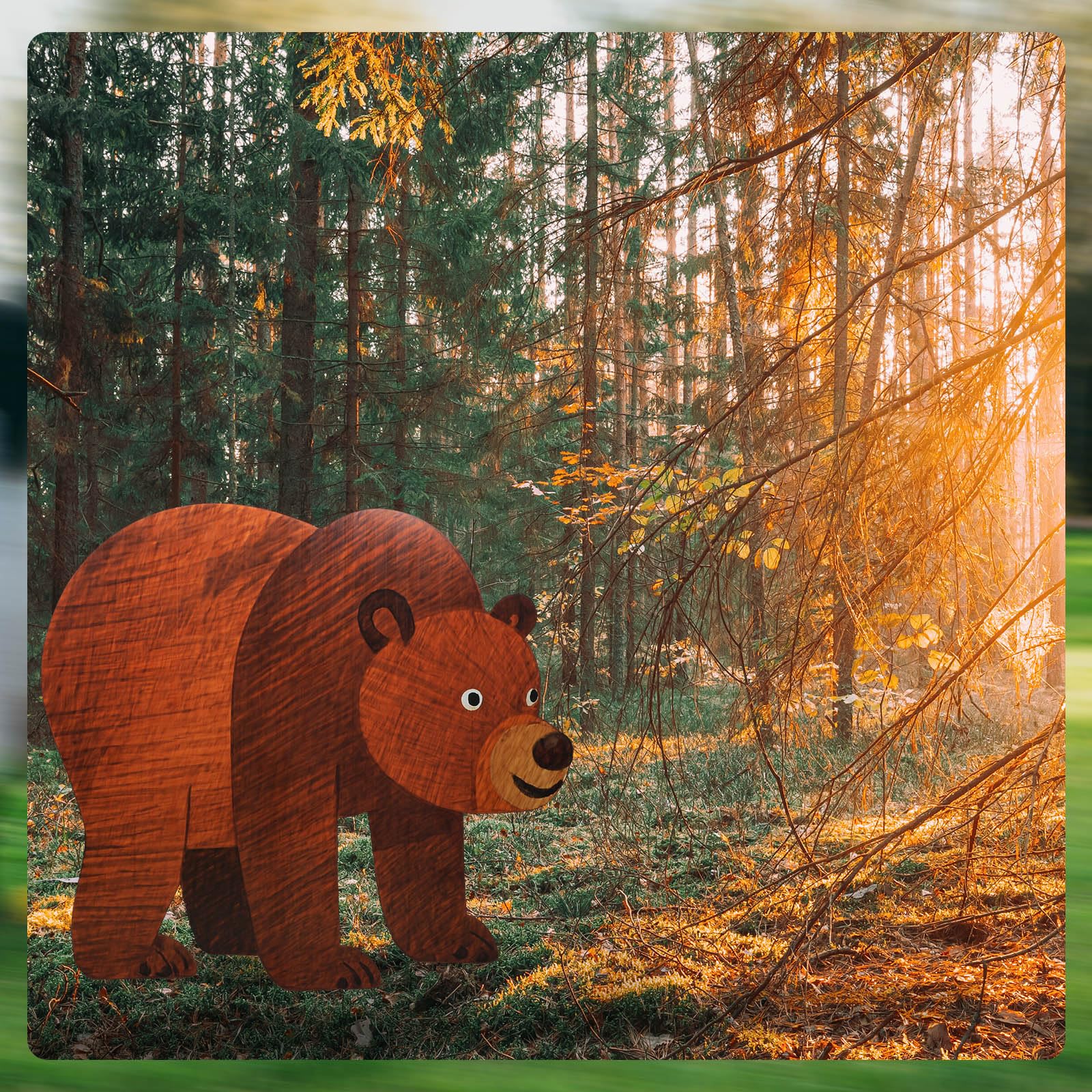 Yookeer Sagoma in cartone a forma di orso marrone da 1,2 m, a grandezza naturale, decorazione per feste di compleanno a tema safari, decorazione per feste di compleanno in cartone della giungla