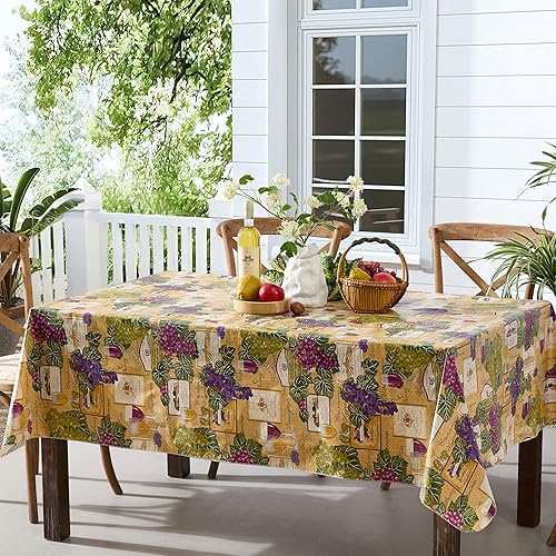 Newbridge Mantel de vinilo con respaldo de franela para bodega mantel de vinilo colorido con estampado de vino y uva con respaldo de franela 60 x