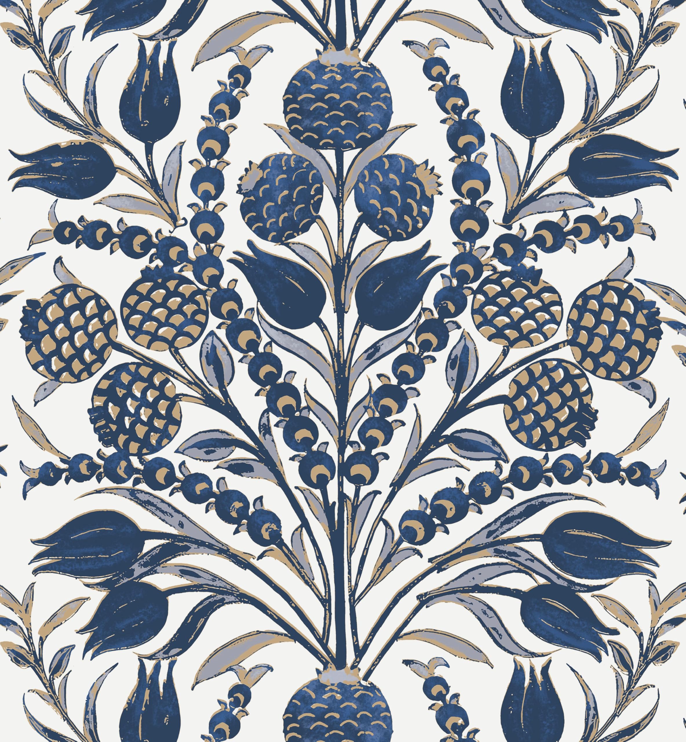 CiCiwind Blue and White Peel and Stick Wallpaper Floral Wall Paper 17.3"×197" Boho Self Adhesive Renter Friendly Contact Paper for Bedroom Bathroom