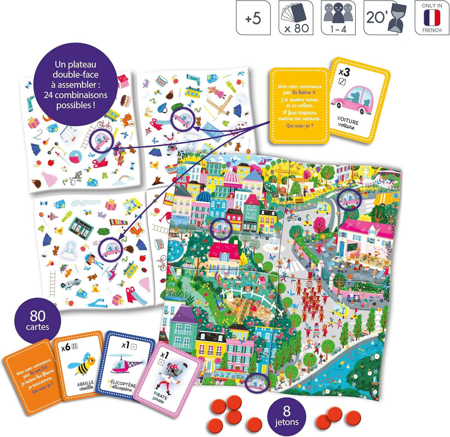 KEERCIGA Janod - Cherche et Trouve Les Lettres - Jeu de Société Enfant - Jeu Pédagogique - Jeu Pour la Famille - Dès 5 ans, J02436