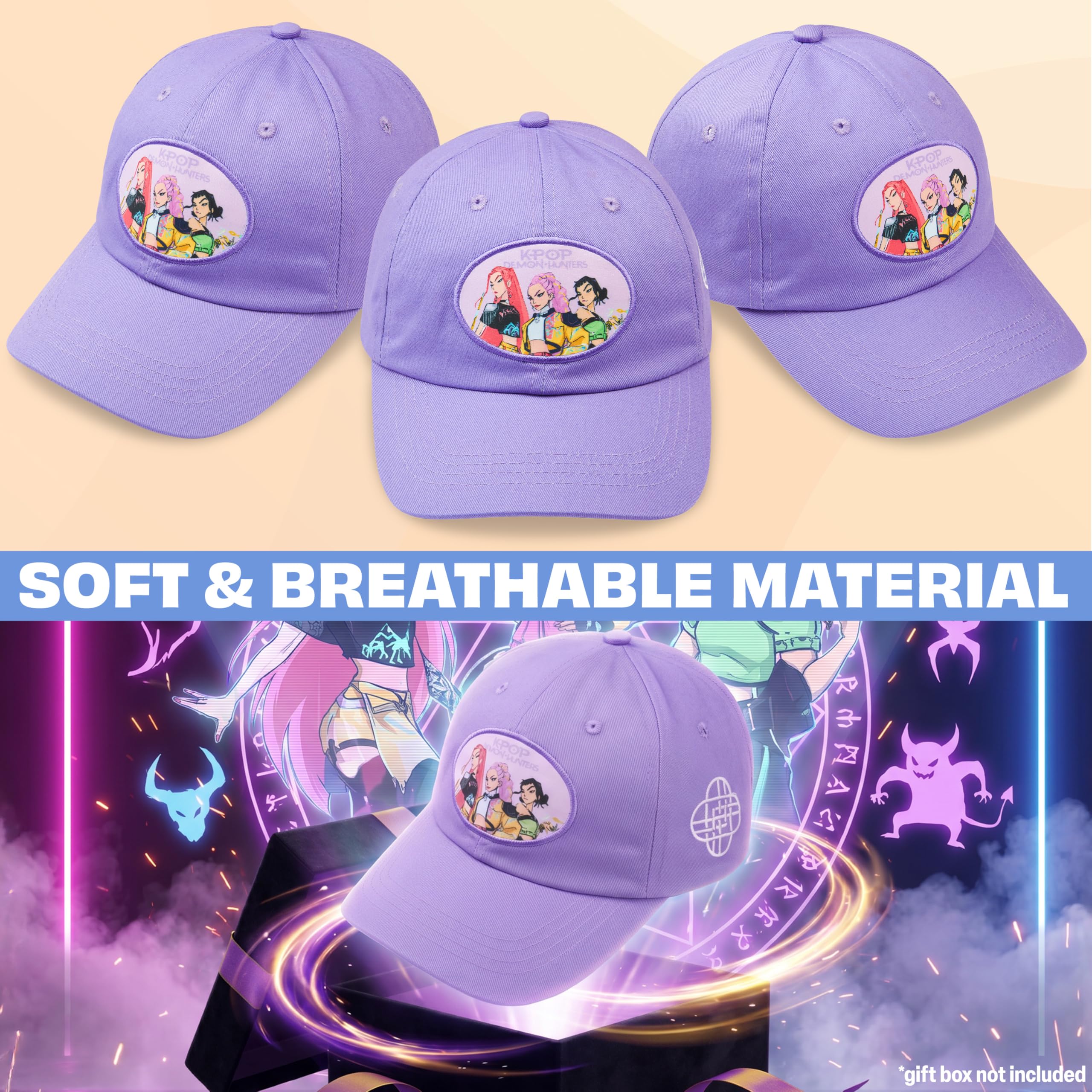 Get Trend Huntrix KPOP Demon Hunters Gorra Niña 6-14 Años, 100% Algodón, Transpirable, Gorra Beisbol Ajustable para Verano Playa Vacaciones