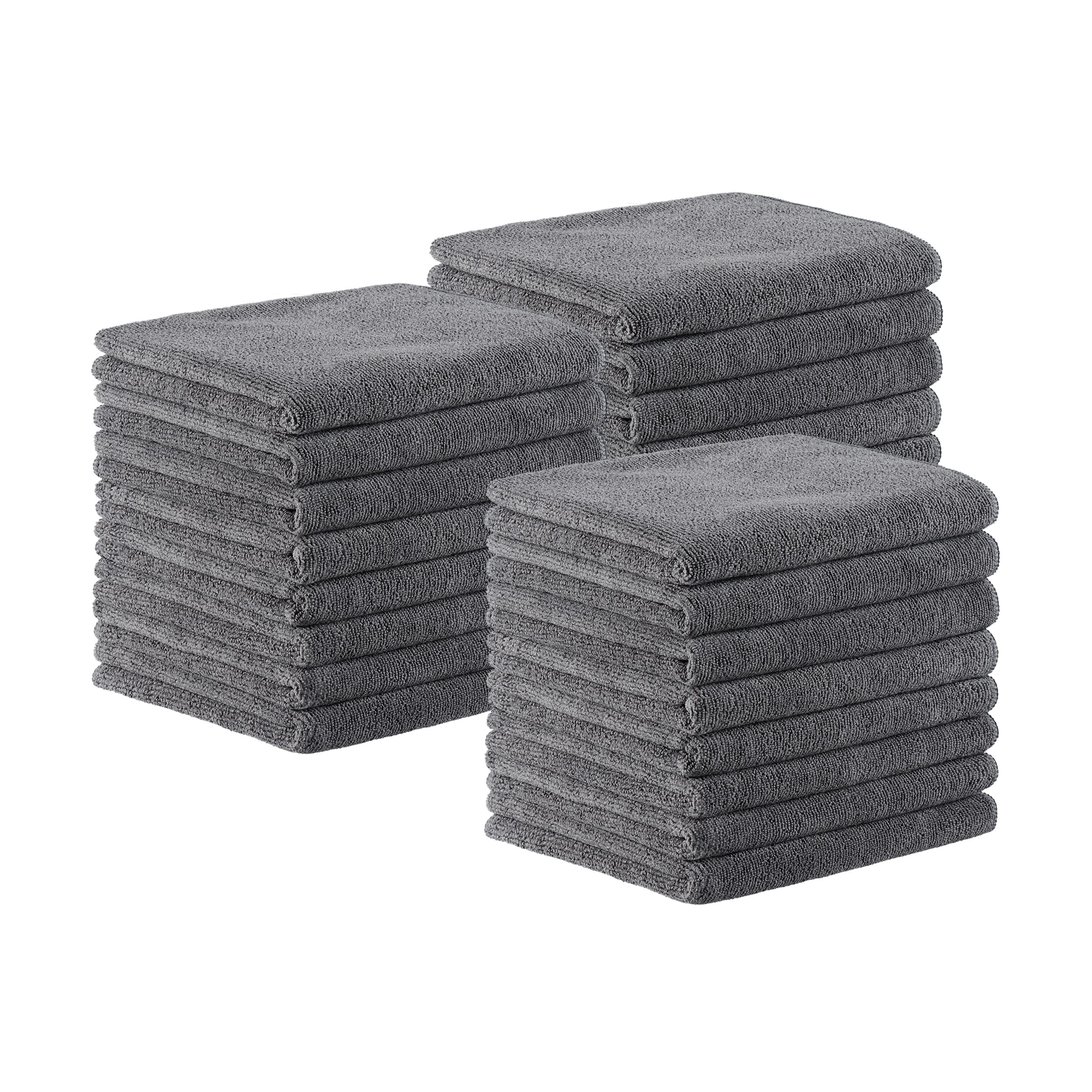 Arkwright - Juego de 24 toallas de salón de microfibra resistentes al blanqueamiento, absorbentes para secar el cabello, perfectas para salón y spa, 16 x 27 pulgadas, color gris
