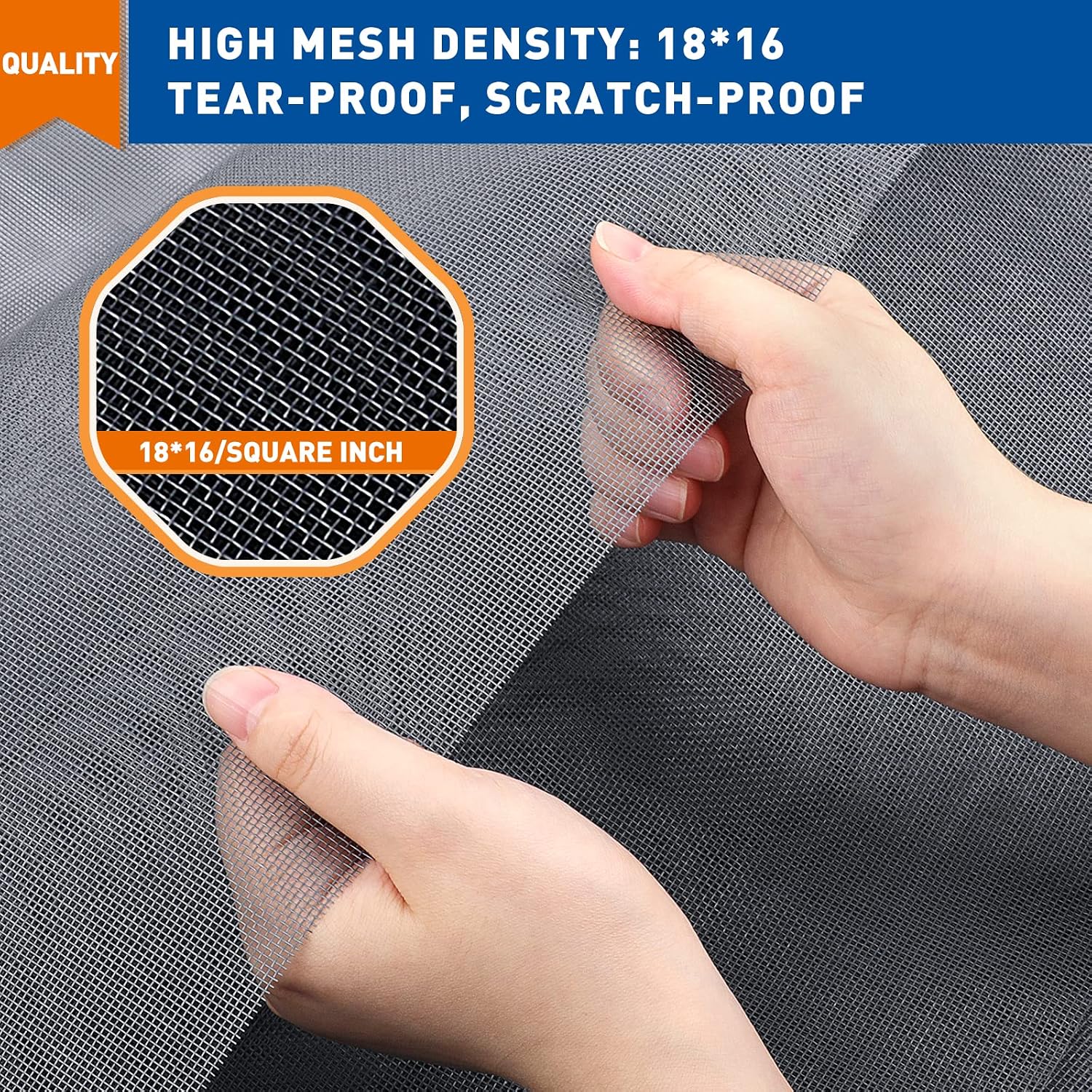 MAGZO Window Screen Replacement, 59"W x 196"L Durable Screen for Windows and Adjustable Door DIY Window Screen Roll French Patio Entry Porch Sliding Door Screen Mesh Curtain Net Wire Gray