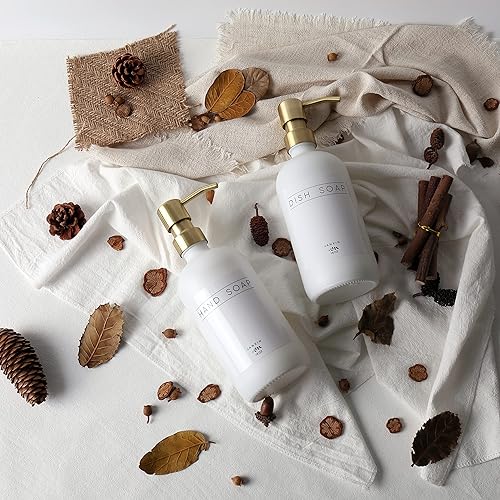 Miniatura 4 de Janxin Dispensador de jabón de vidrio, 2 unidades, dispensador de jabón para fregadero de cocina con bomba, moderno dispensador de jabón de baño con