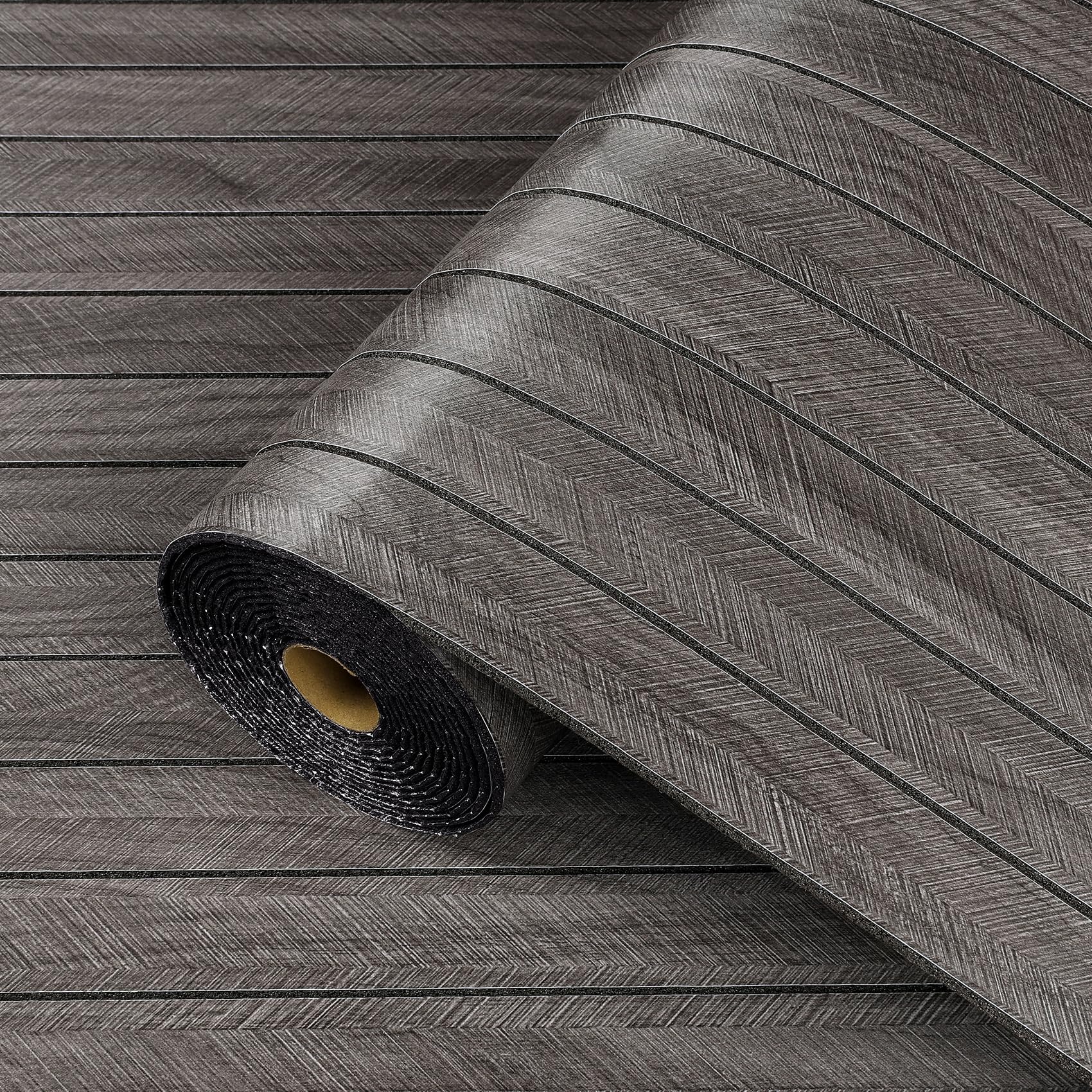 ReWallpaper Rotolo Pannelli Murali Adesivi Legno Grigio 60CMx5M Carta Da Parati In Schiuma Adesiva 3d per Soggiorno Sala Musica Decorativo Insonorizzato Pannello Rivestimento Parete Lavanderia