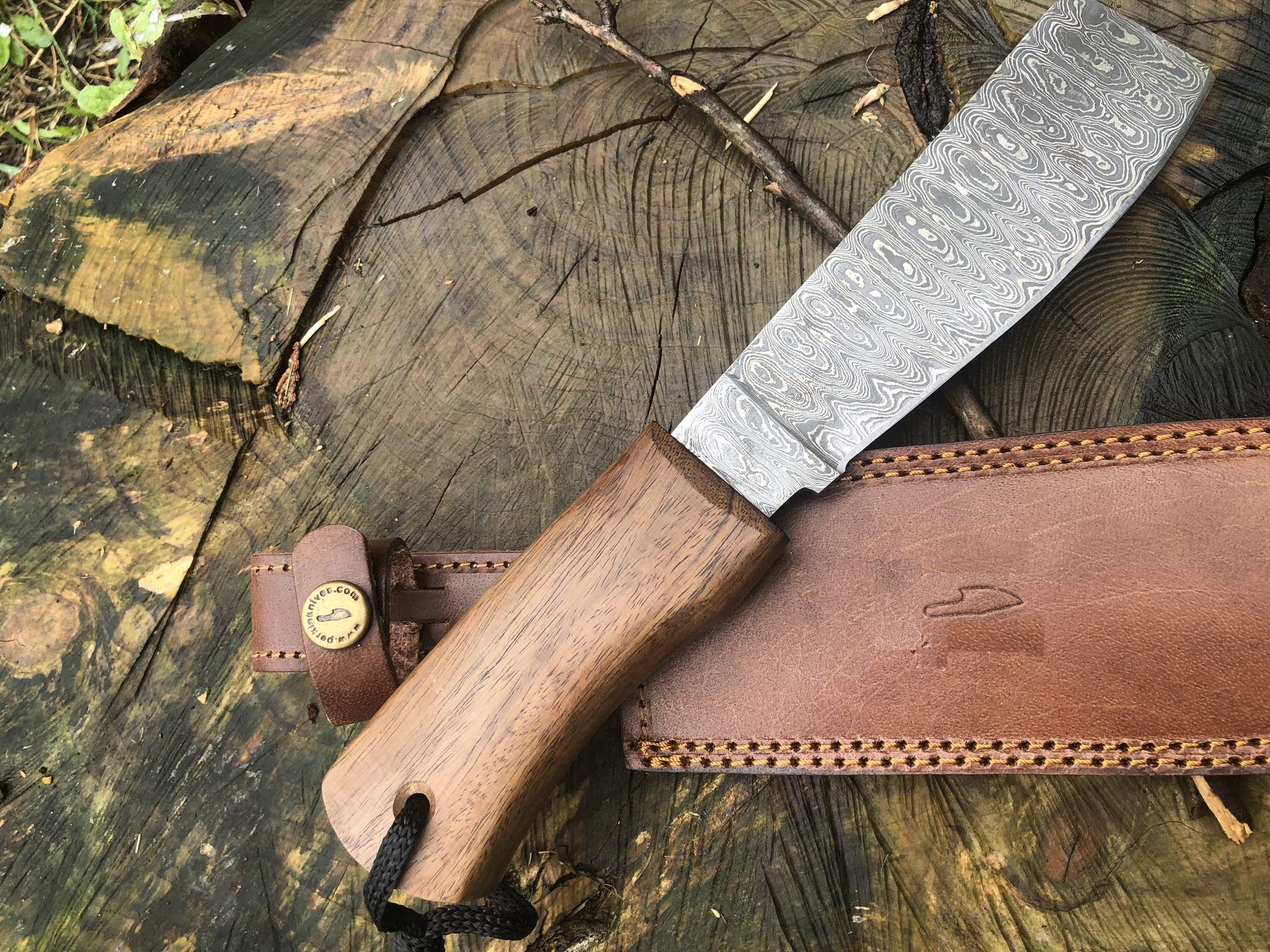 Machete fatto a mano di damasco, coltello da caccia