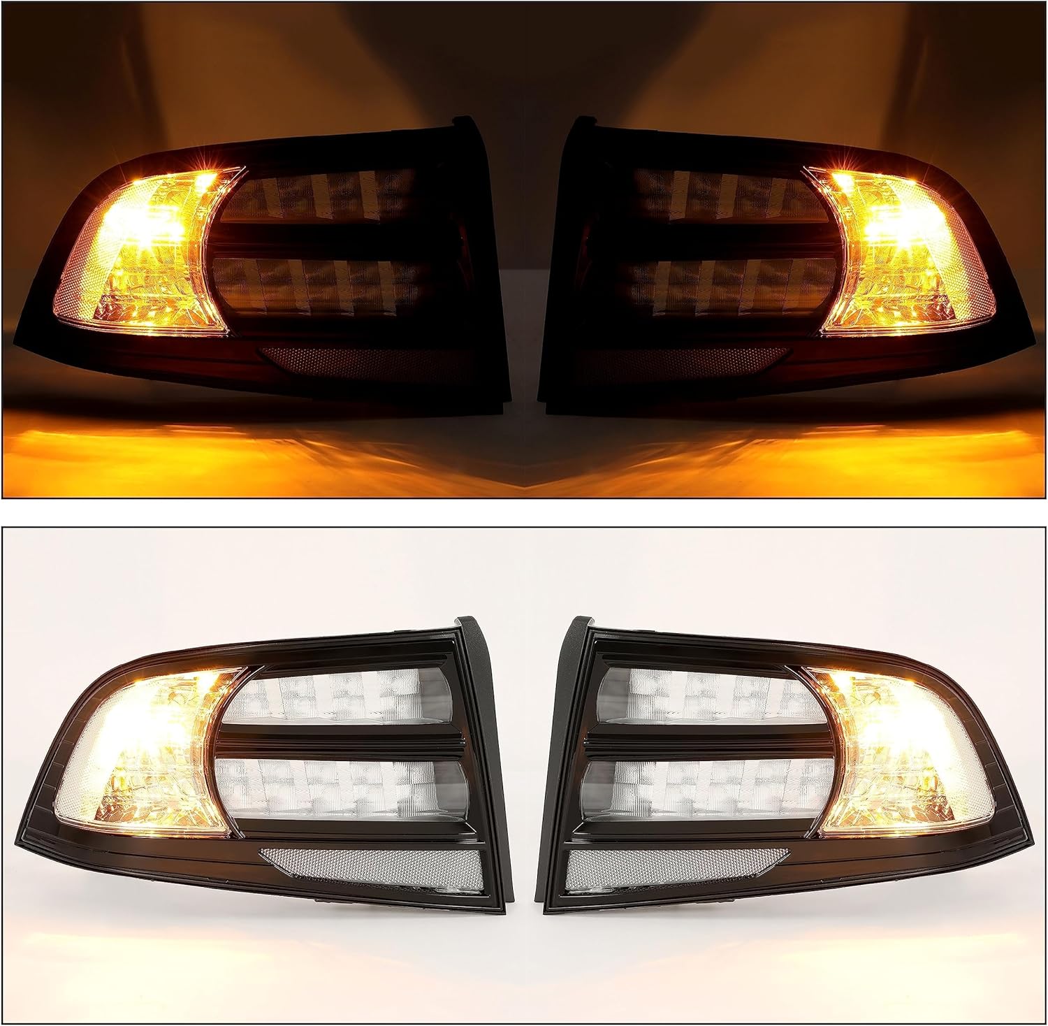 HECASA Pair Tail Lights Compatible with Honda Acura TL 2004-2008 Rear Tail Lamp Black Housing Clear Lens Halogen Left & Right Side