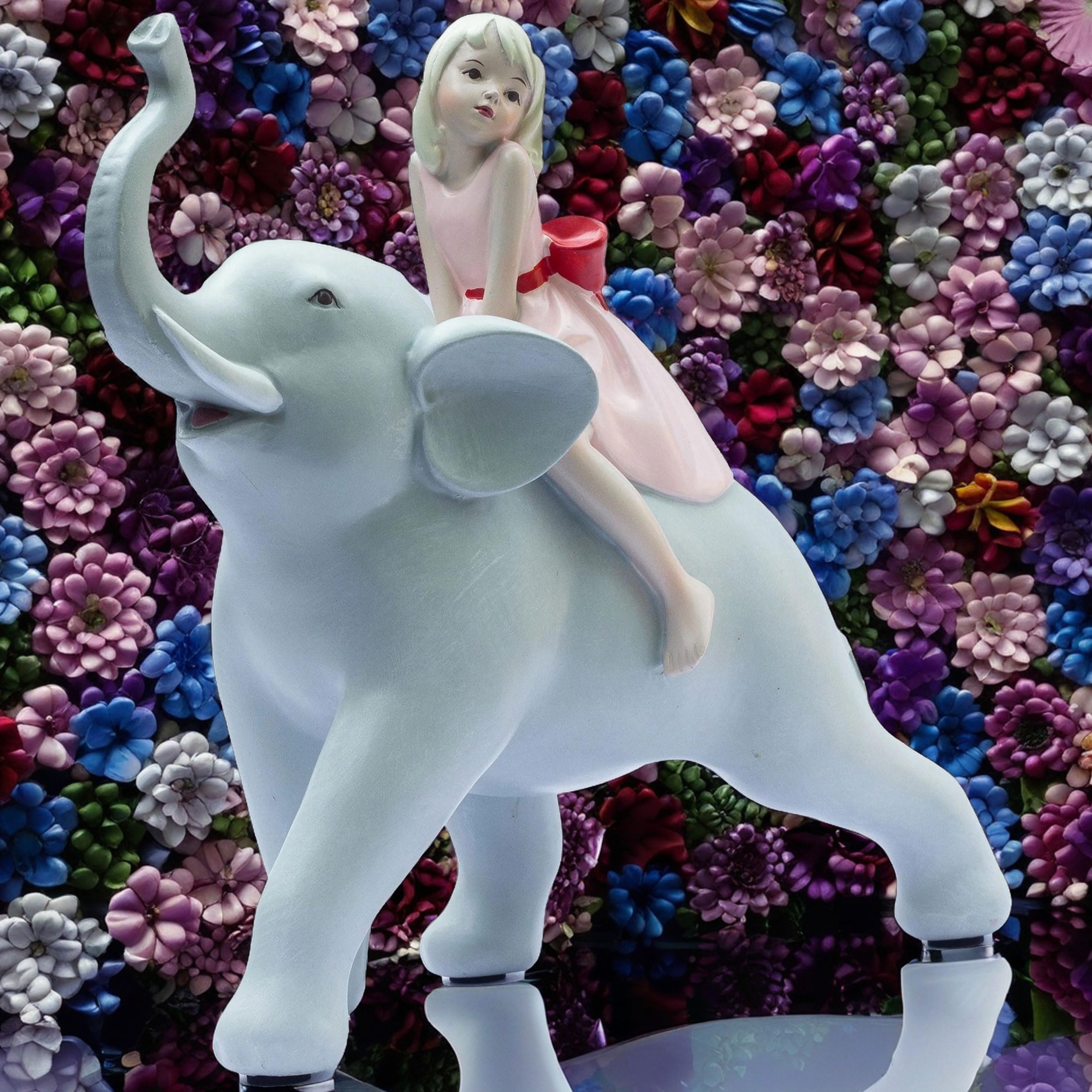 Adorable 8" Elephant & Girl Statue - Resin Tabletop Home Decor for Living Room, Showroom - Gift for Anniversary, Mother's Day, Wedding, Birthday, Housewarming, Diwali — photo — 2 of 8