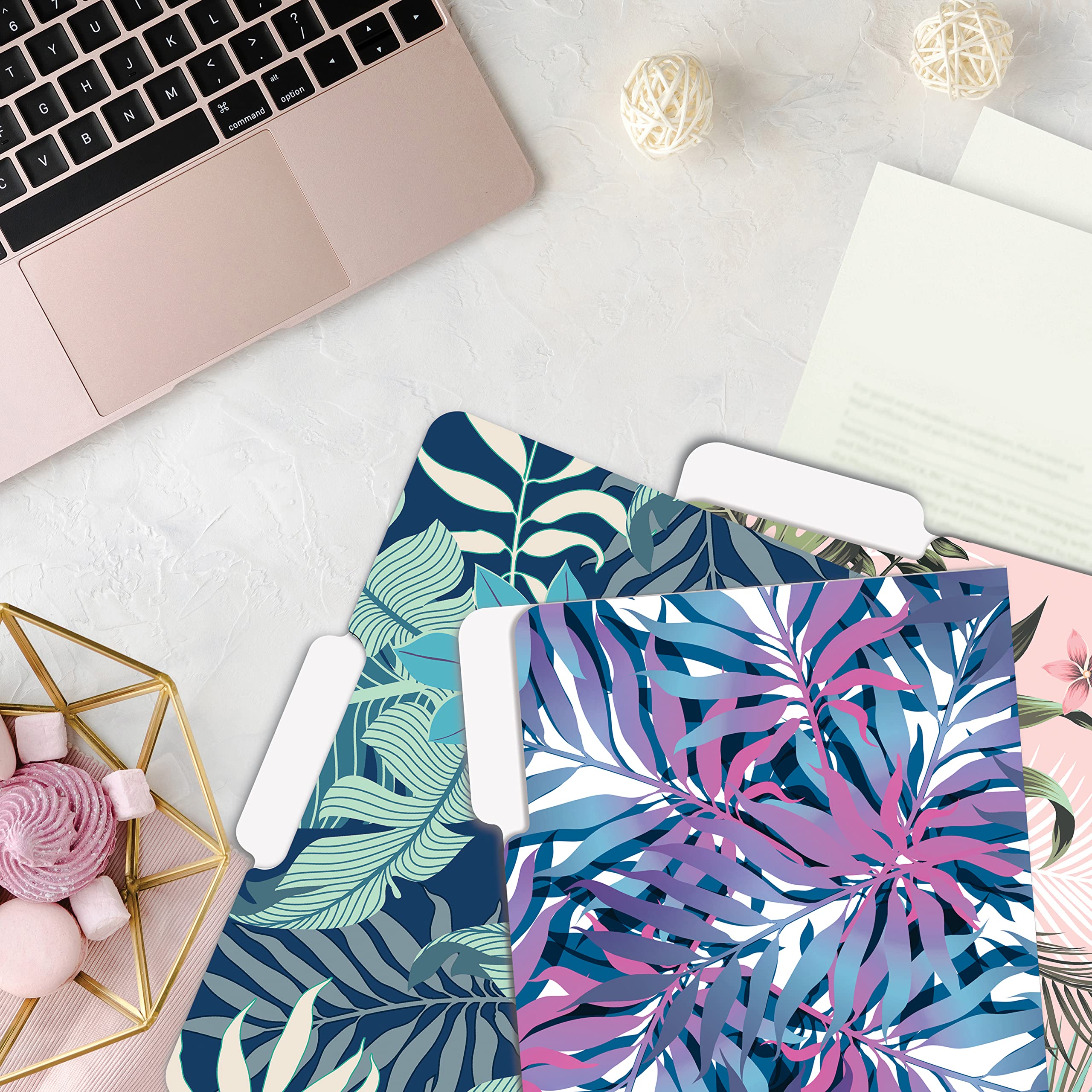 Better Office Products Decorative File Folders 12 Pack 6 Unique Designs Heavyweight Letter Size (9.5 X 11.5"") With 1/3 Cut Tab Tropica On
