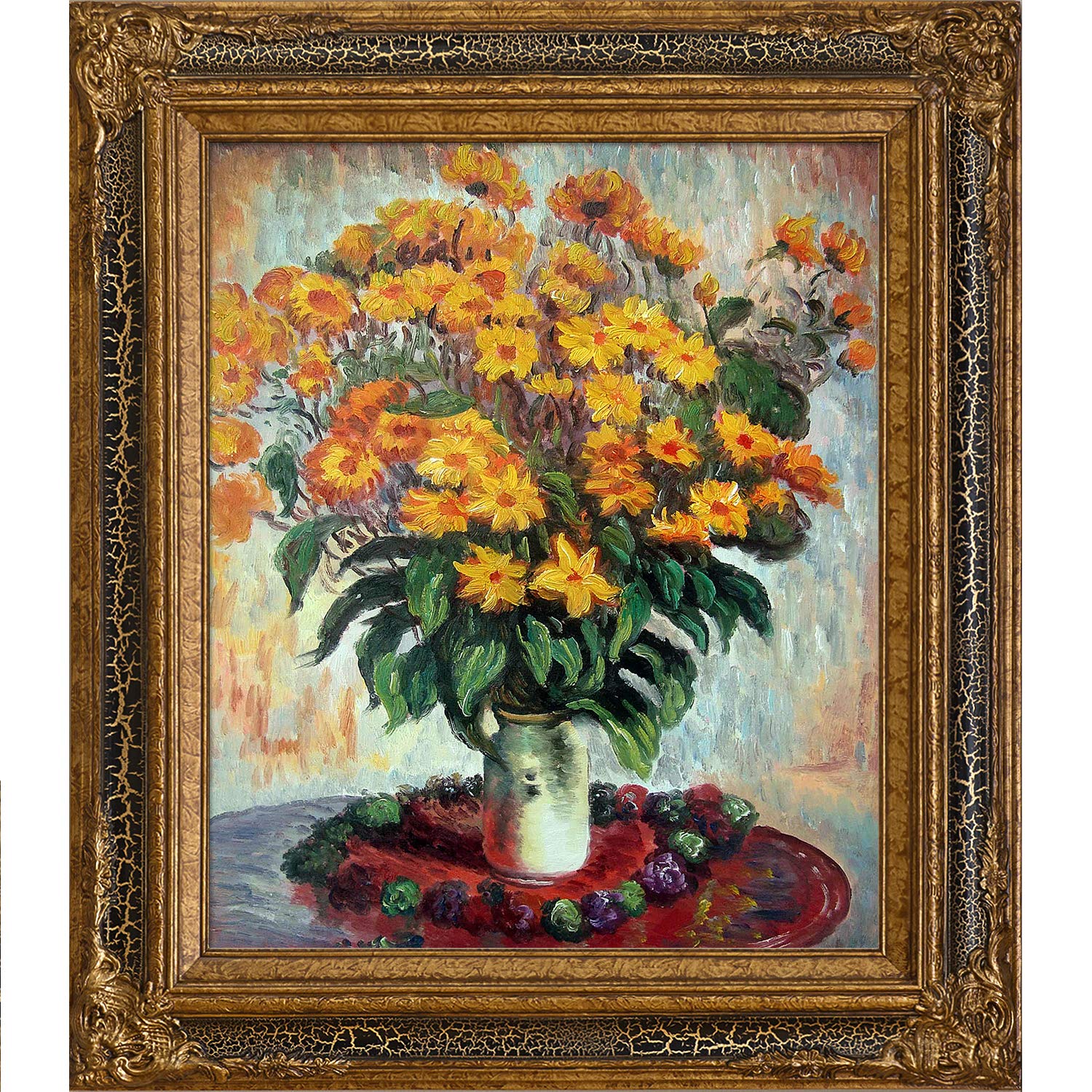 【更に値下げしました】花瓶の花 油彩画 大きめ 金色フレーム 蘭 K. Kojima 油彩画 花瓶の花 金色フレーム 小島 光 光触媒 光