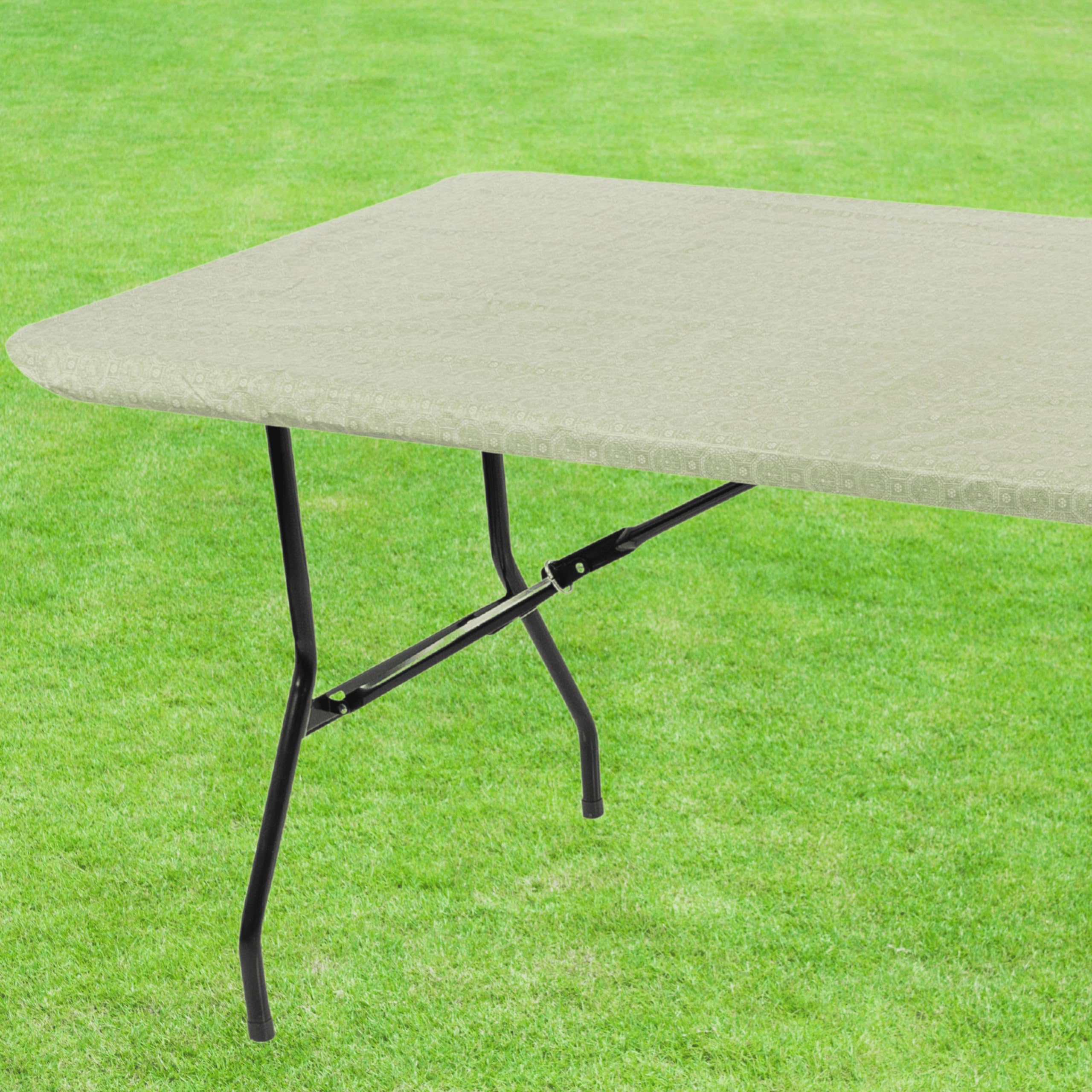 Tablecloth for Folding Table -Fitted Rectangular Table Cloth for 6 Foot – Size 32 x 72 inch - (180 x 75 cm) Plastic Vinyl with Elastic Rim- for Christmas|Parties, Waterproof (Modern)