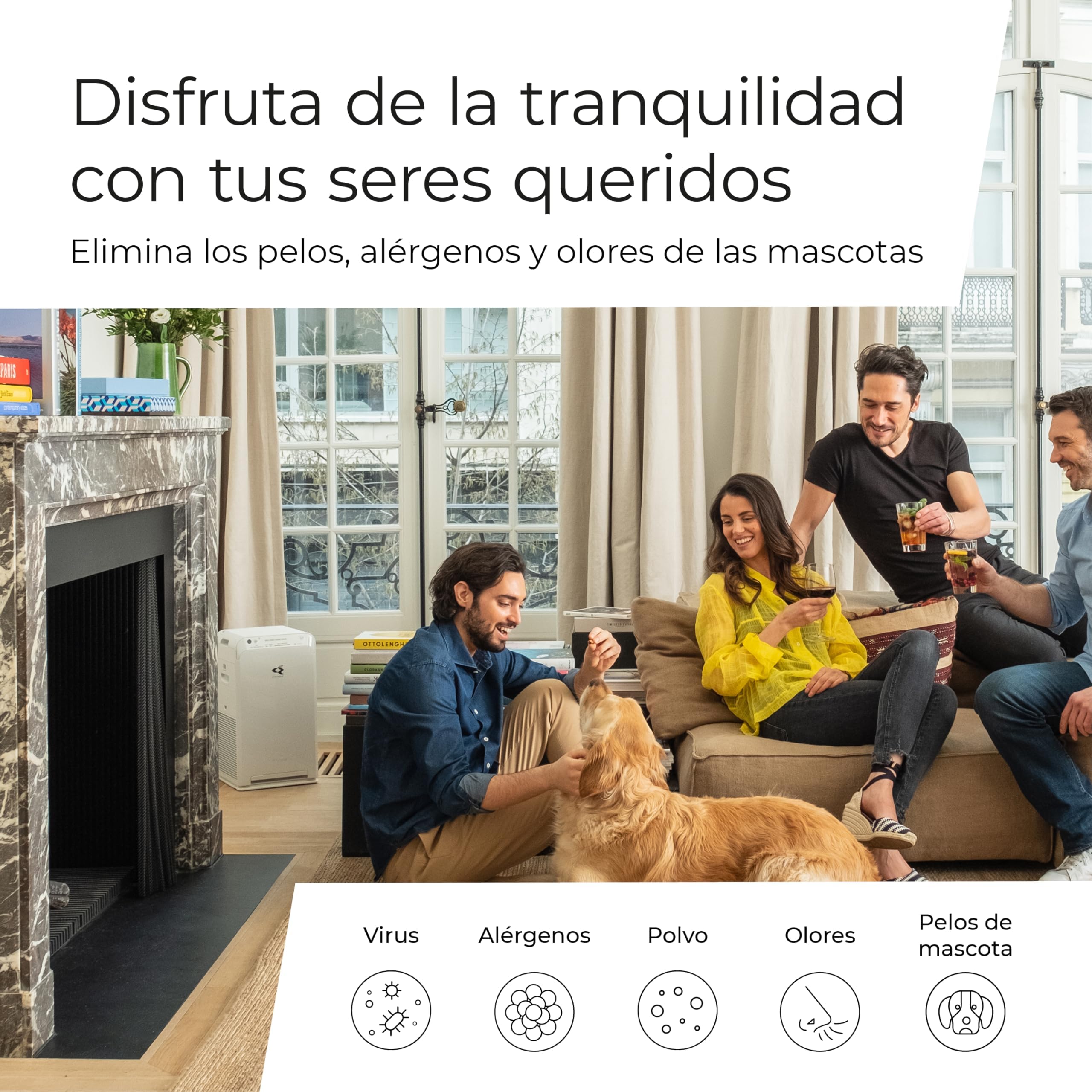 Daikin MC55W Purificador de Aire HEPA H13 Electrostático | Tecnología Flash Streamer Que Reduce el 99.9% de Virus, bacterias, alérgenos | 10 años sin Cambiar filtros | Silencioso | hasta 82m2