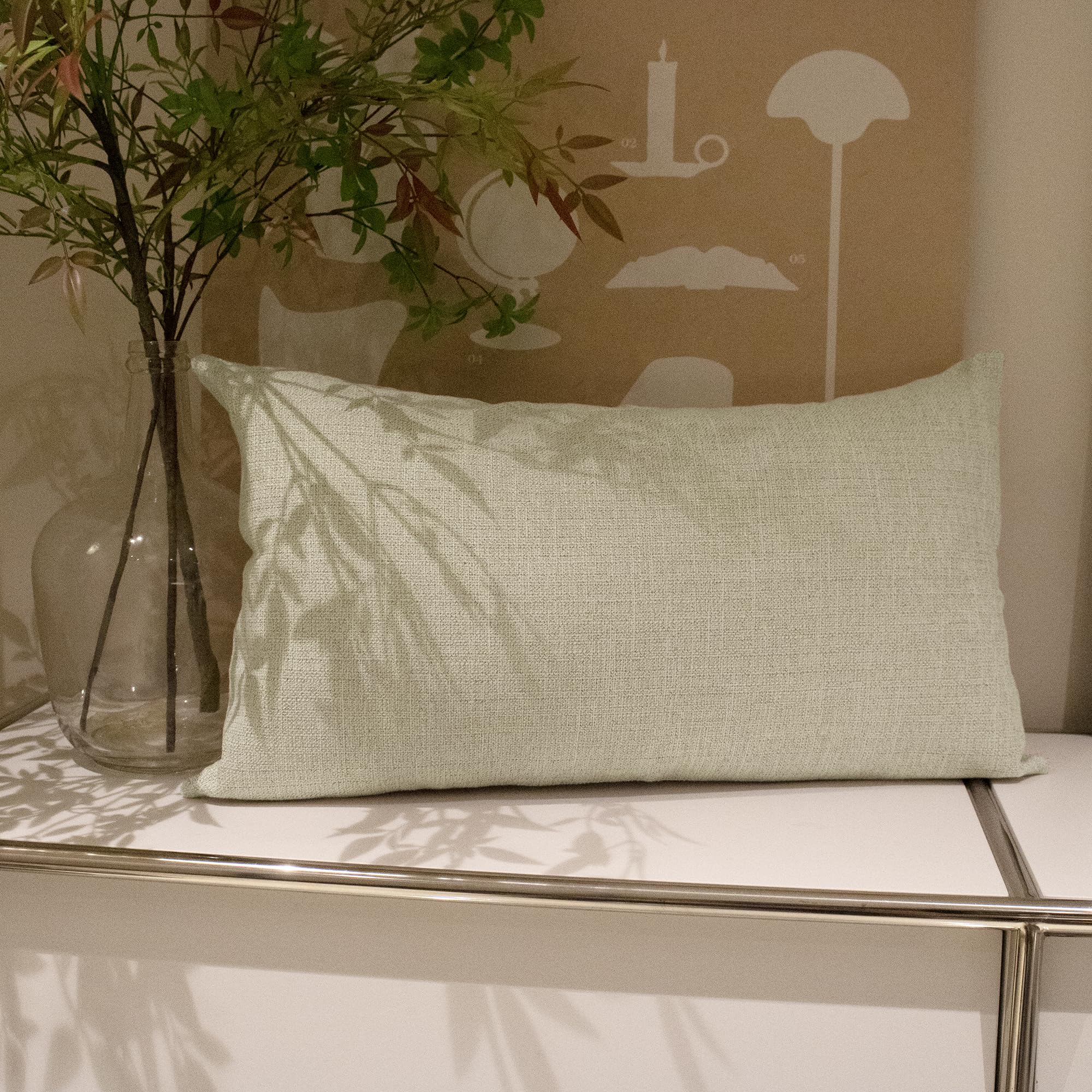 Natural Burlap Linen Throw Pillow Cover 12x24 inch, Cotton Linen Oatmeal Decorative Accent Pillowcase Farmhouse Cushion Case Home Decor for Couch Sofa Bed Living Room, Pack of 1 (Cover Only)