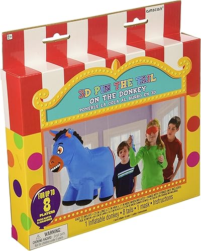 3-D Pin Paper The Tail On The Donkey Game - 8.75 pulgadas de alto x 9 pulgadas de ancho x 1.5 pulgadas (1 unidad) - Actividad de fiesta atractiva